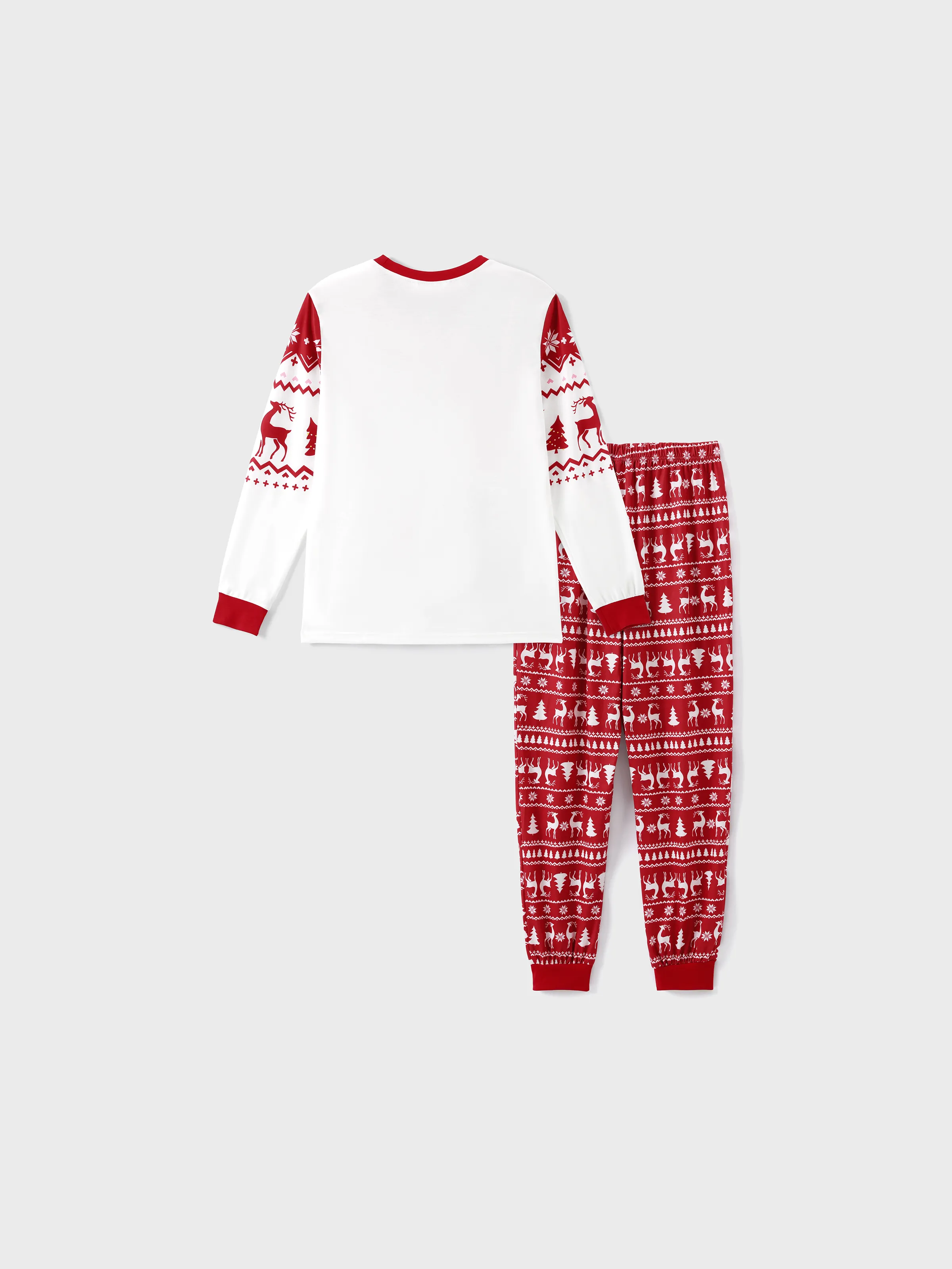 Christmas Reindeer and Snowflake Print Family Matching Pajamas Sets with Christmas Socks Red - XNAUWBI