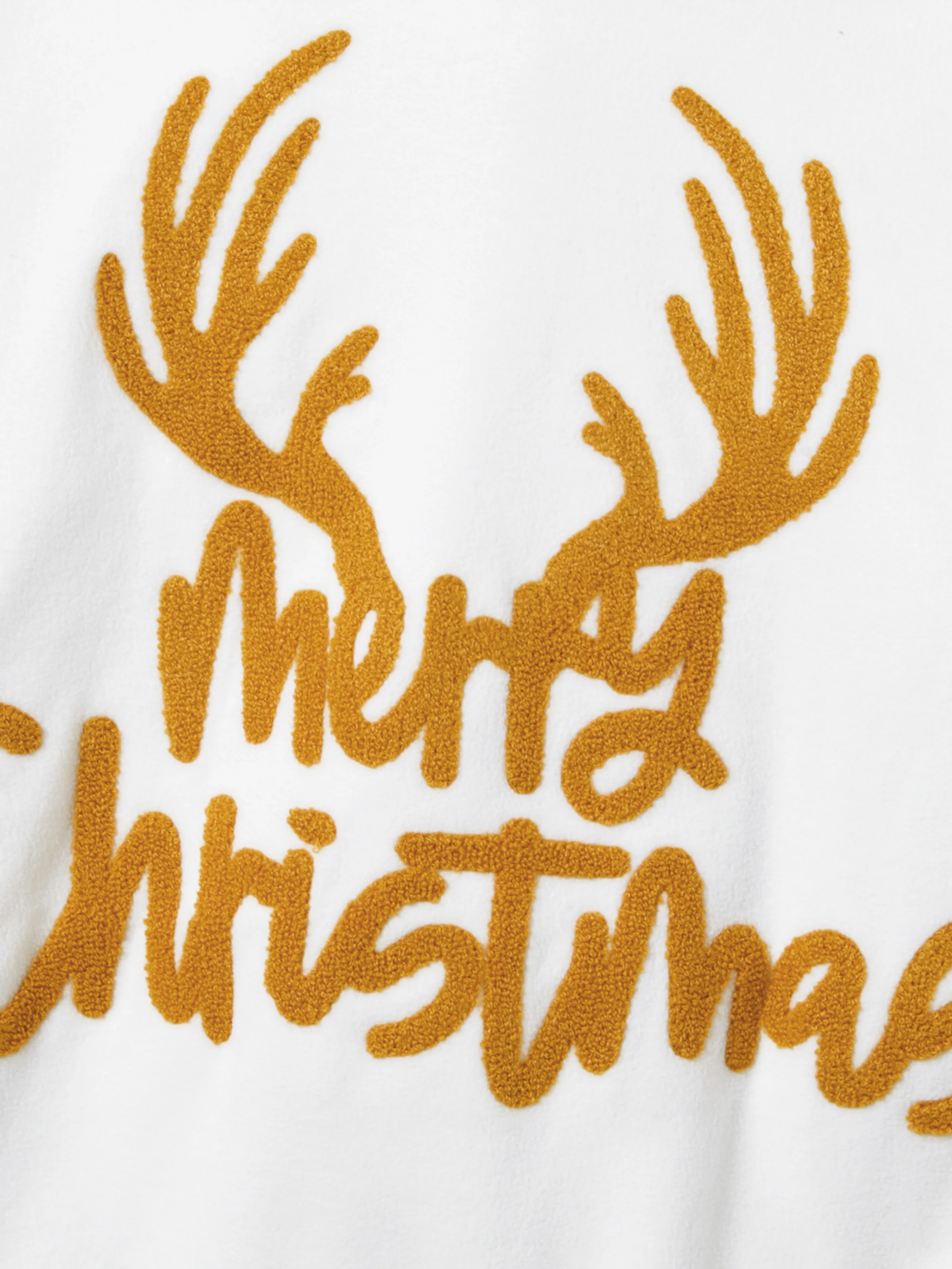 Christmas Family Matching Letters Embroidered Long-sleeve Hooded Fleece Pajamas Sets with Christmas Socks White - XNAUWBI