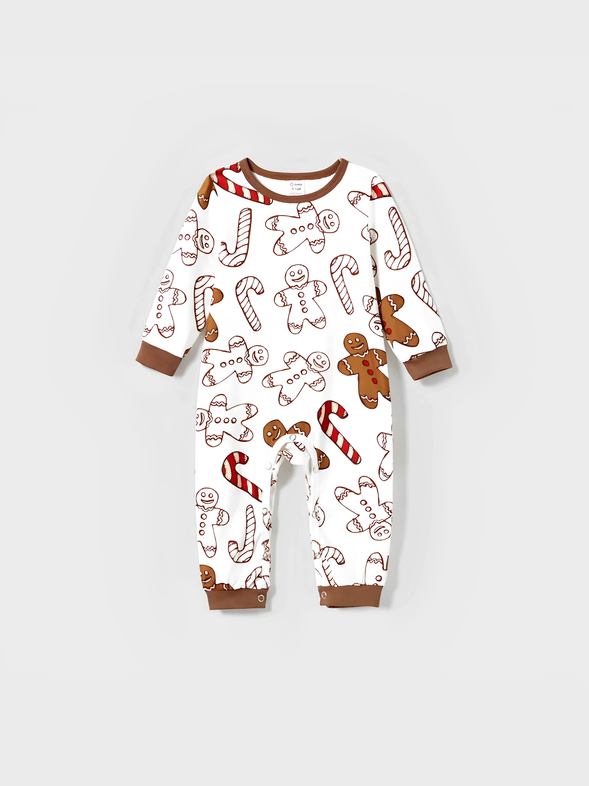 Christmas Family Matching Letter and Gingerbread Man Print Long-sleeve Pajamas Sets with Christmas Socks Khaki - XNAUWBI