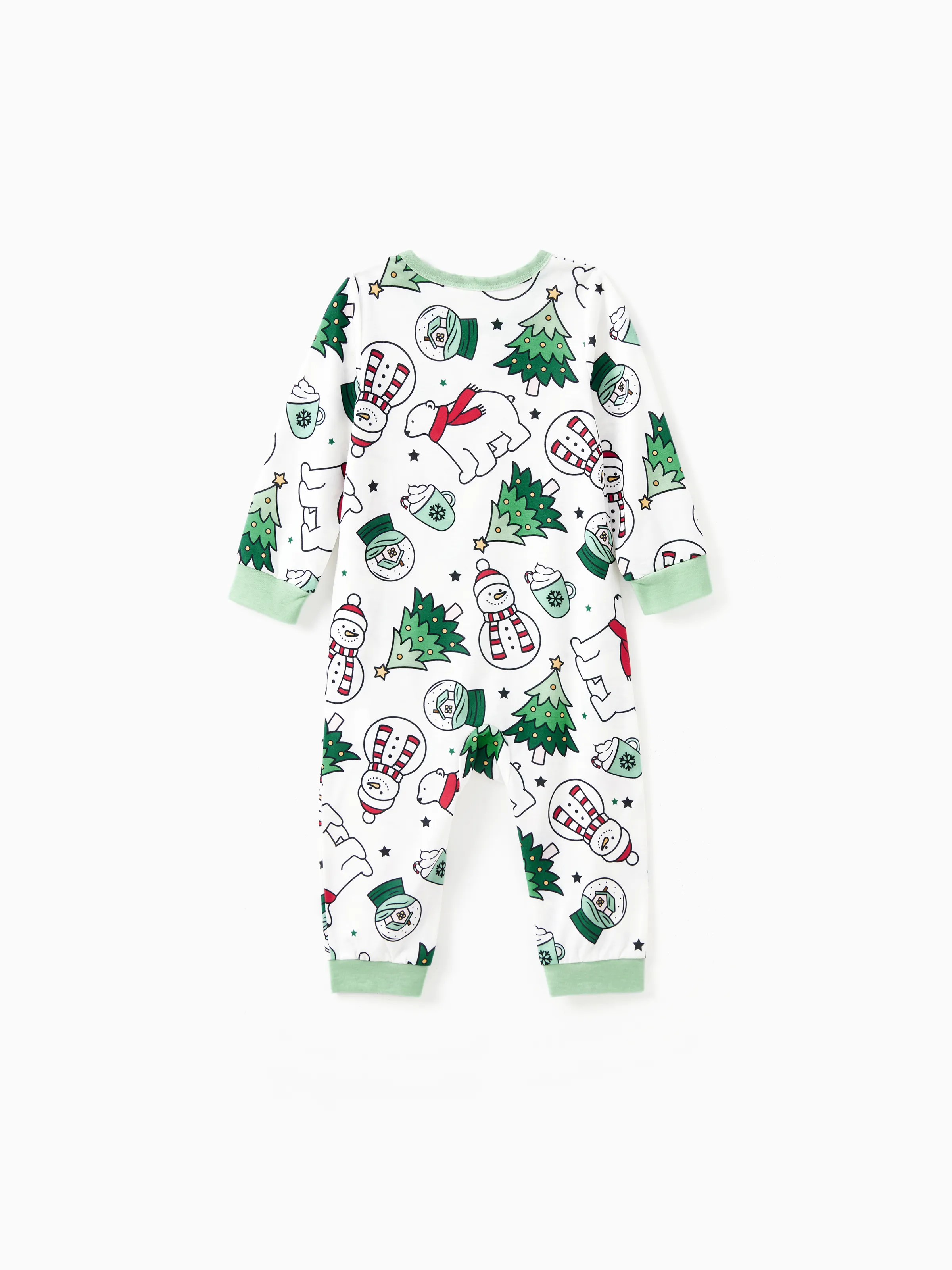 Christmas Family Matching Long Sleeves Very Merry Green Tops Allover Pattern Pants Pajamas Sets with Christmas Socks MediumSpringGreen - XNAUWBI