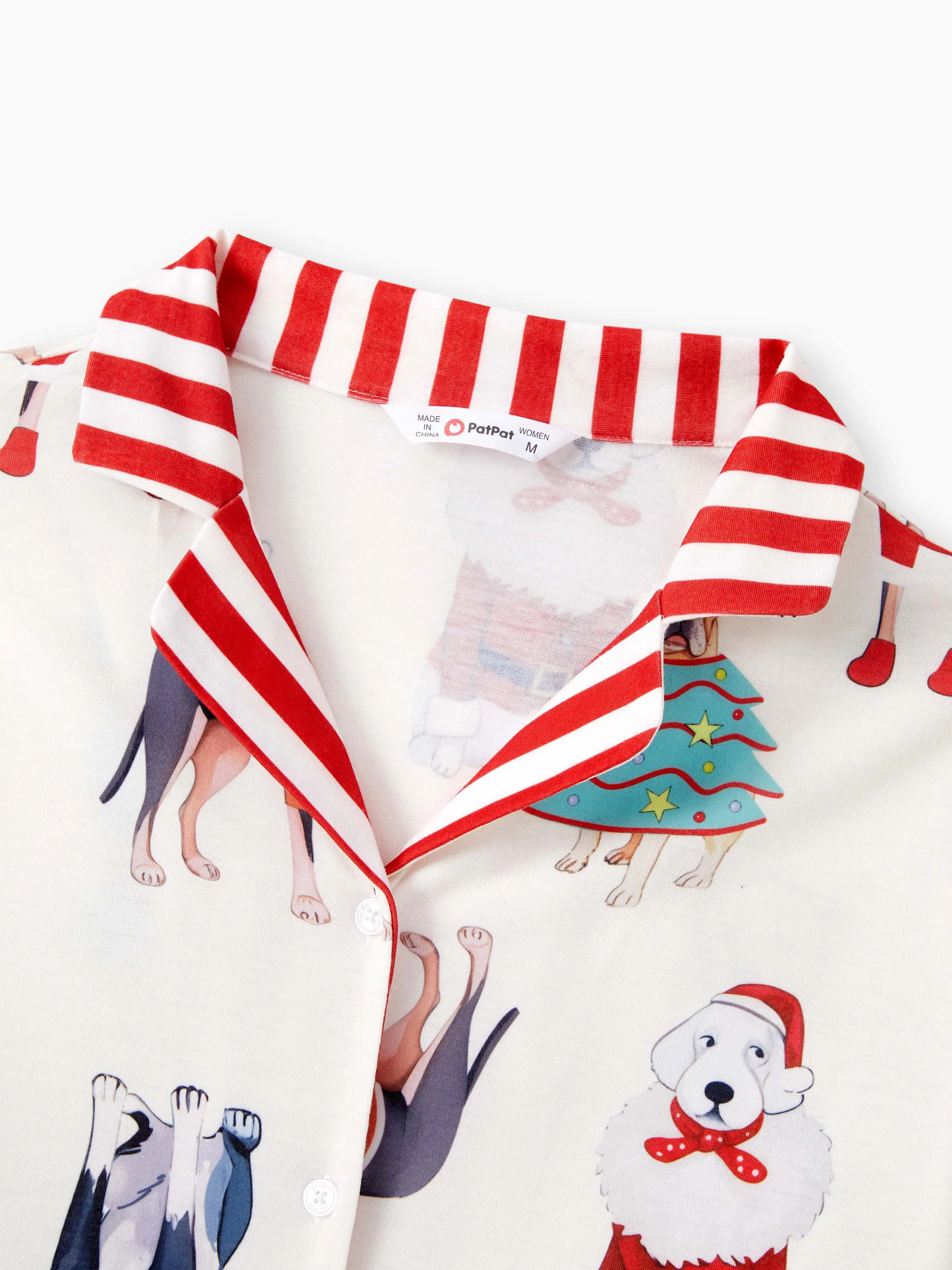 Christmas Pajamas Family Matching Cute Xmas Dog Collared Pajamas Sets with Christmas Socks LightApricot - XNAUWBI
