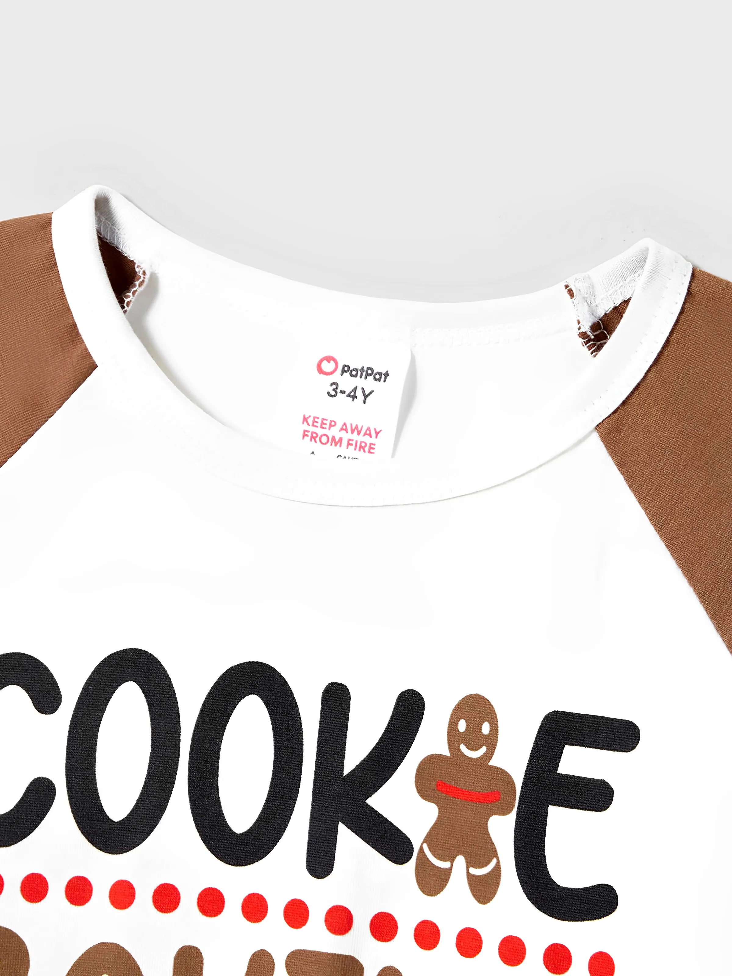 Christmas Family Matching Letter and Gingerbread Man Print Long-sleeve Pajamas Sets with Christmas Socks Khaki - XNAUWBI