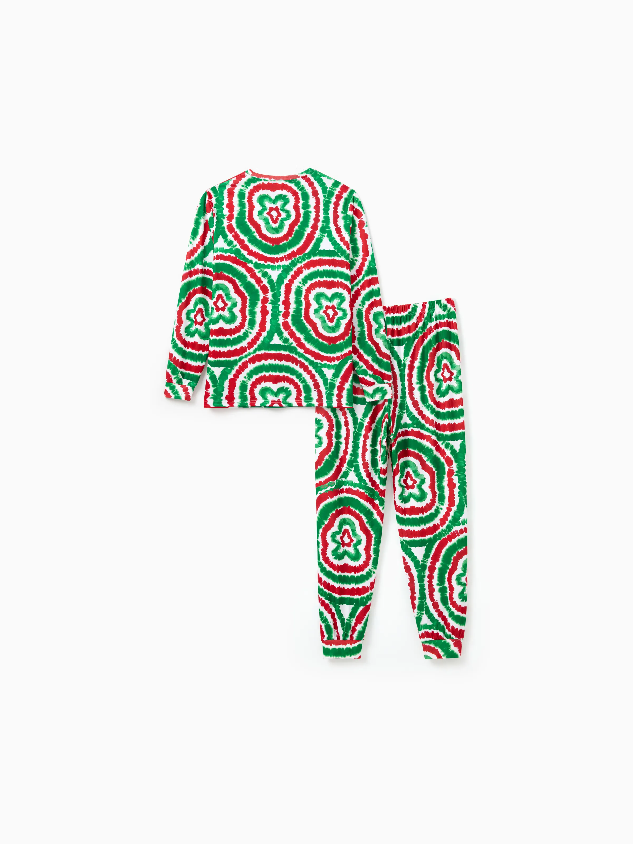 Christmas Family Red&Green Tie-Dye Gingerbread Man Pajamas Sets with Christmas Socks MultiColour - XNAUWBI