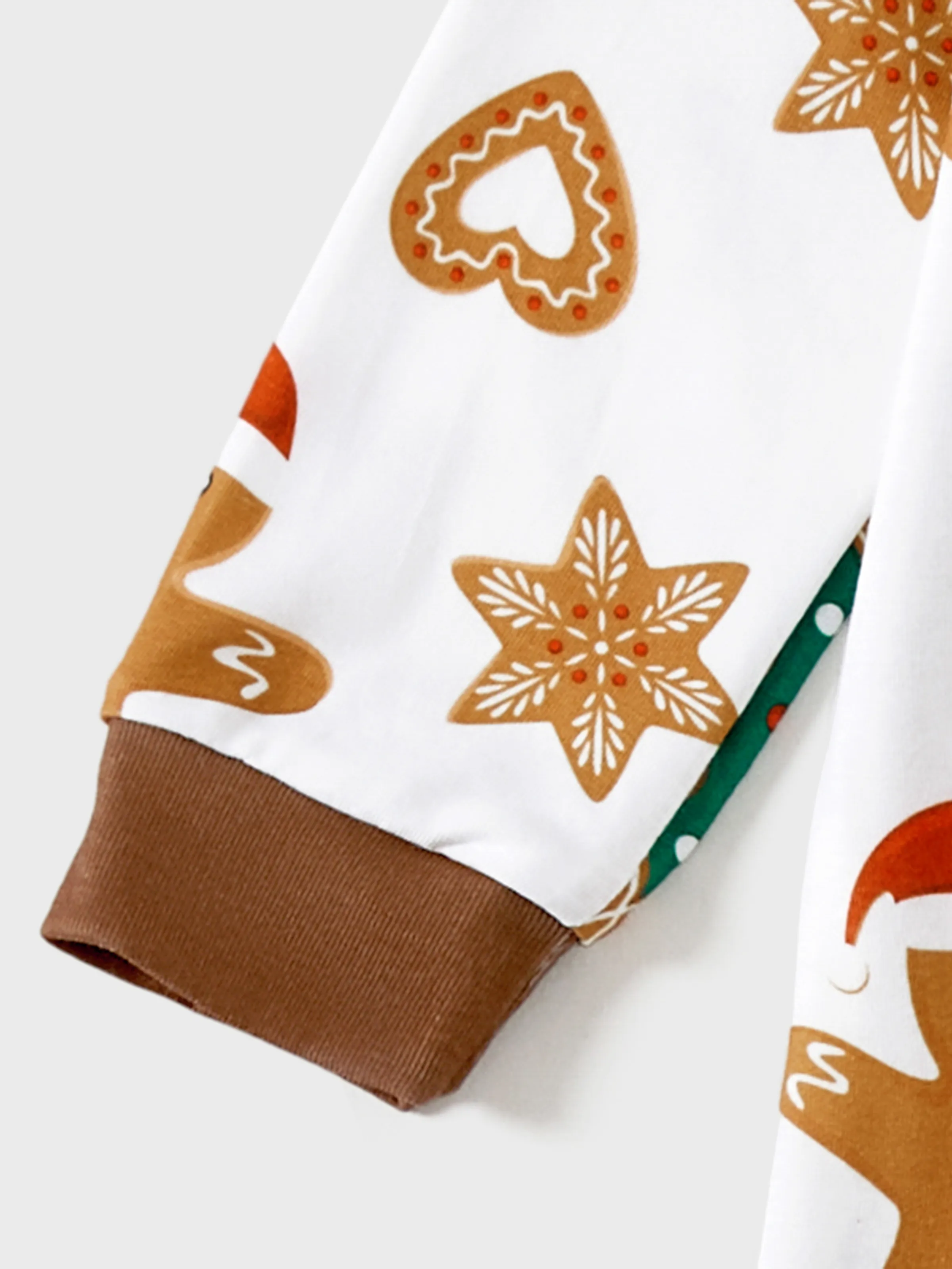 Christmas Family Matching Cartoon Gingerbread Man and Tree All-over Print Long-sleeve Pajamas Sets with Christmas Socks Coffee - XNAUWBI