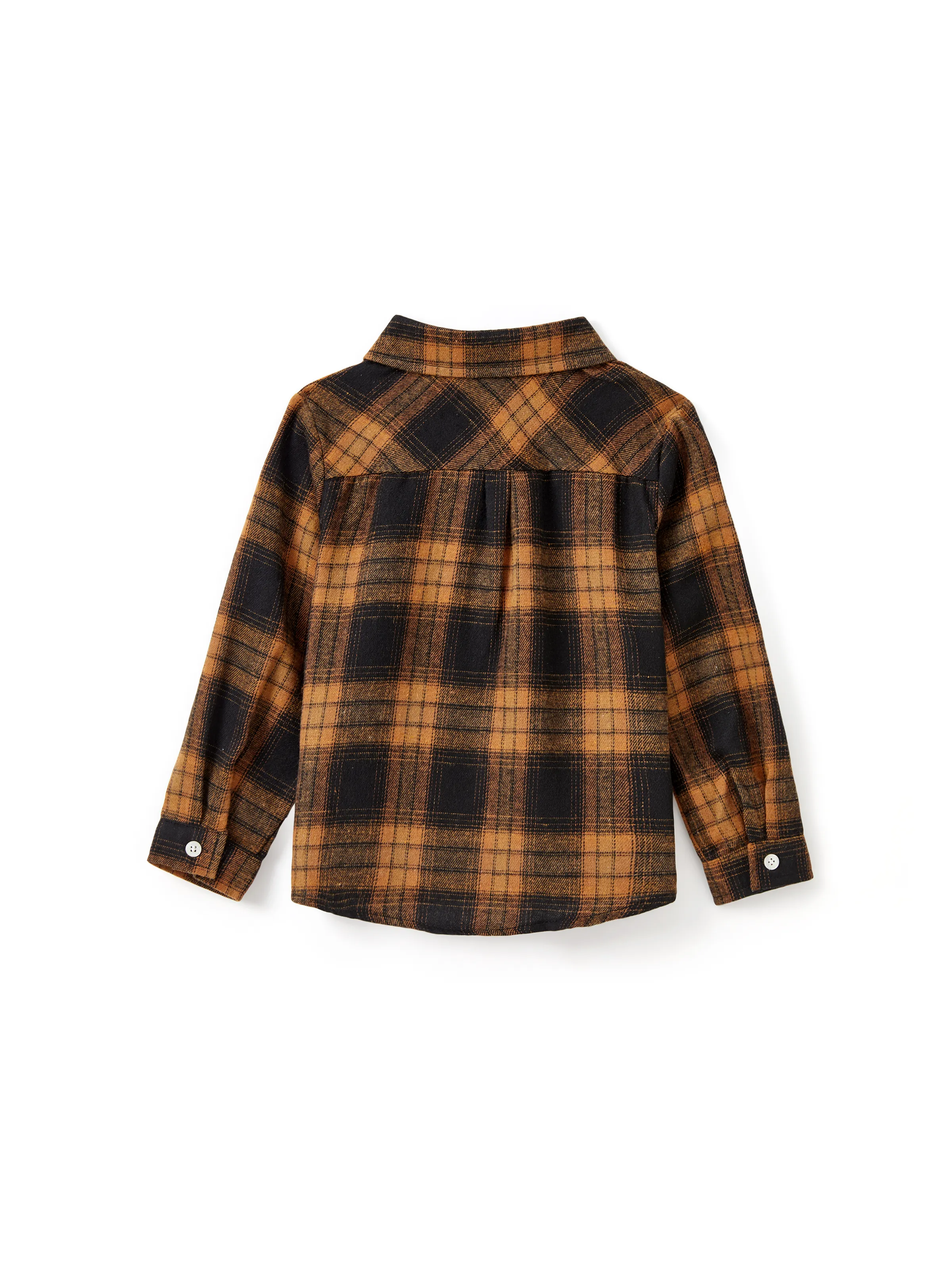 Christmas Family Matching Sets Brown&Black Check Plaid Long-sleeve Botton Dwon Top/Dress/Romper BrownishBlack - XNAUWBI