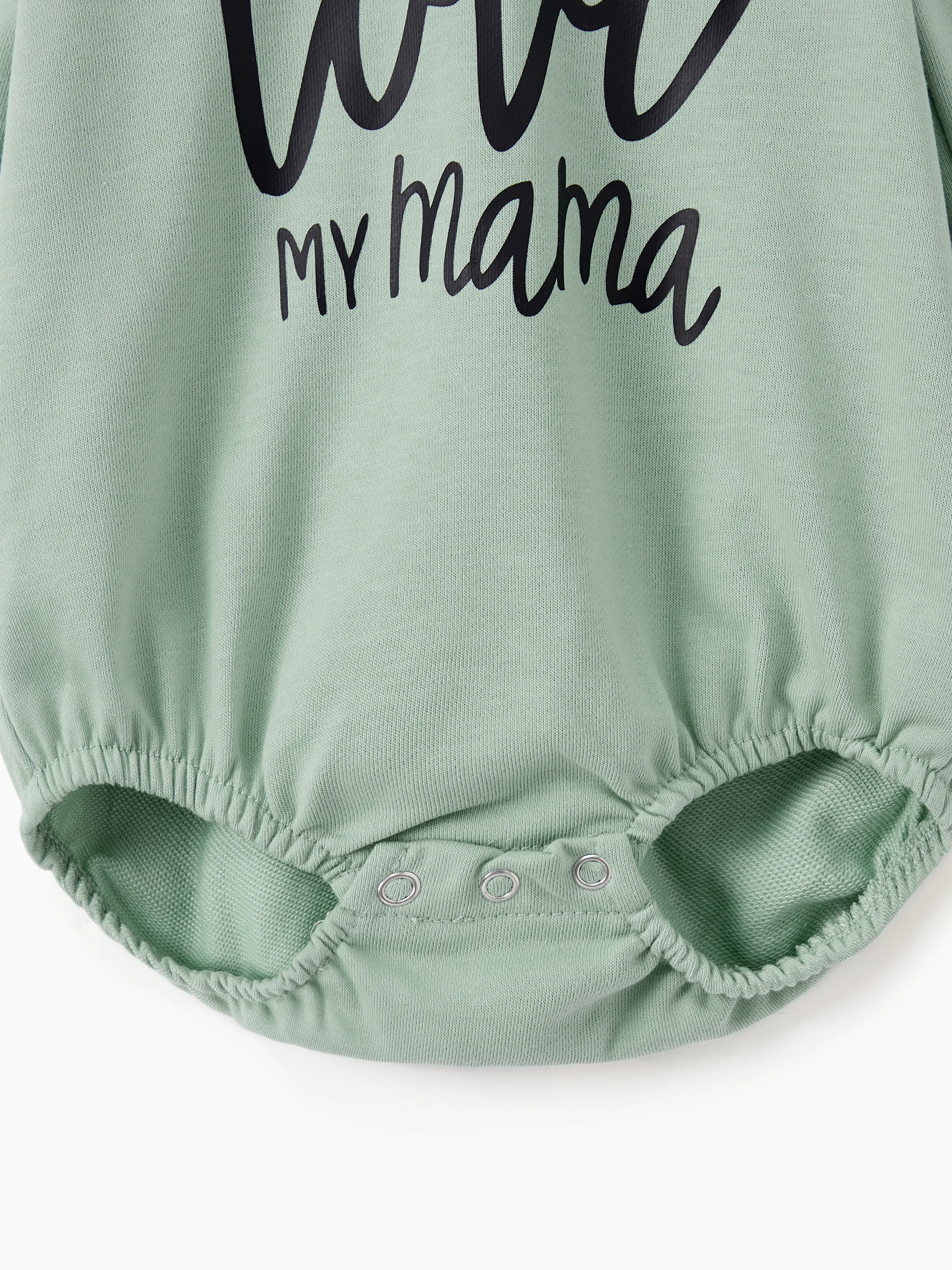 Mommy and Me Letter Print Green Long-sleeve Hoodie Dresses Light Green - XNAUWBI