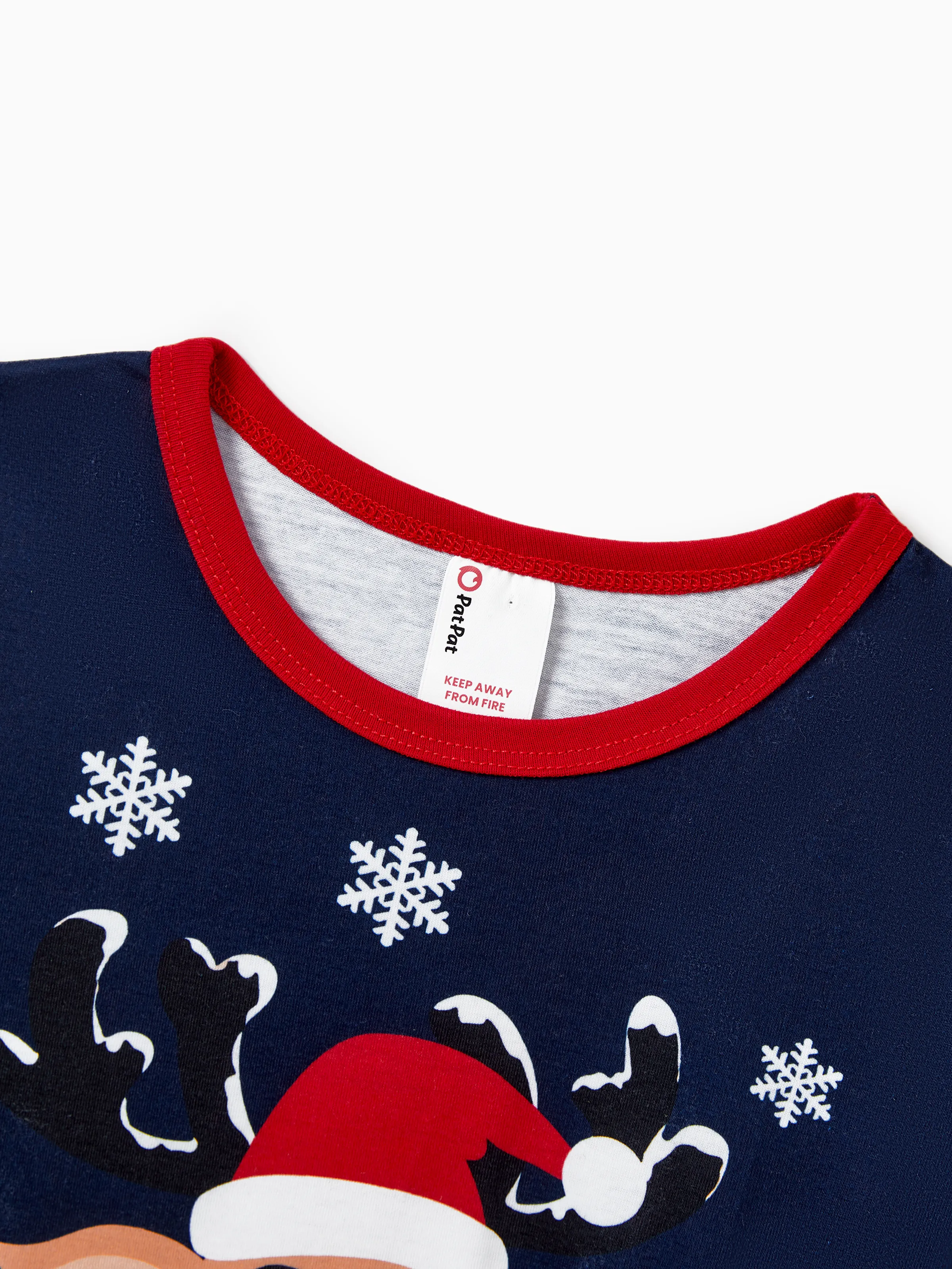 Christmas Matching Family Pajamas Set Reindeer and Snowflake Print PJS Deep Blue - XNAUWBI