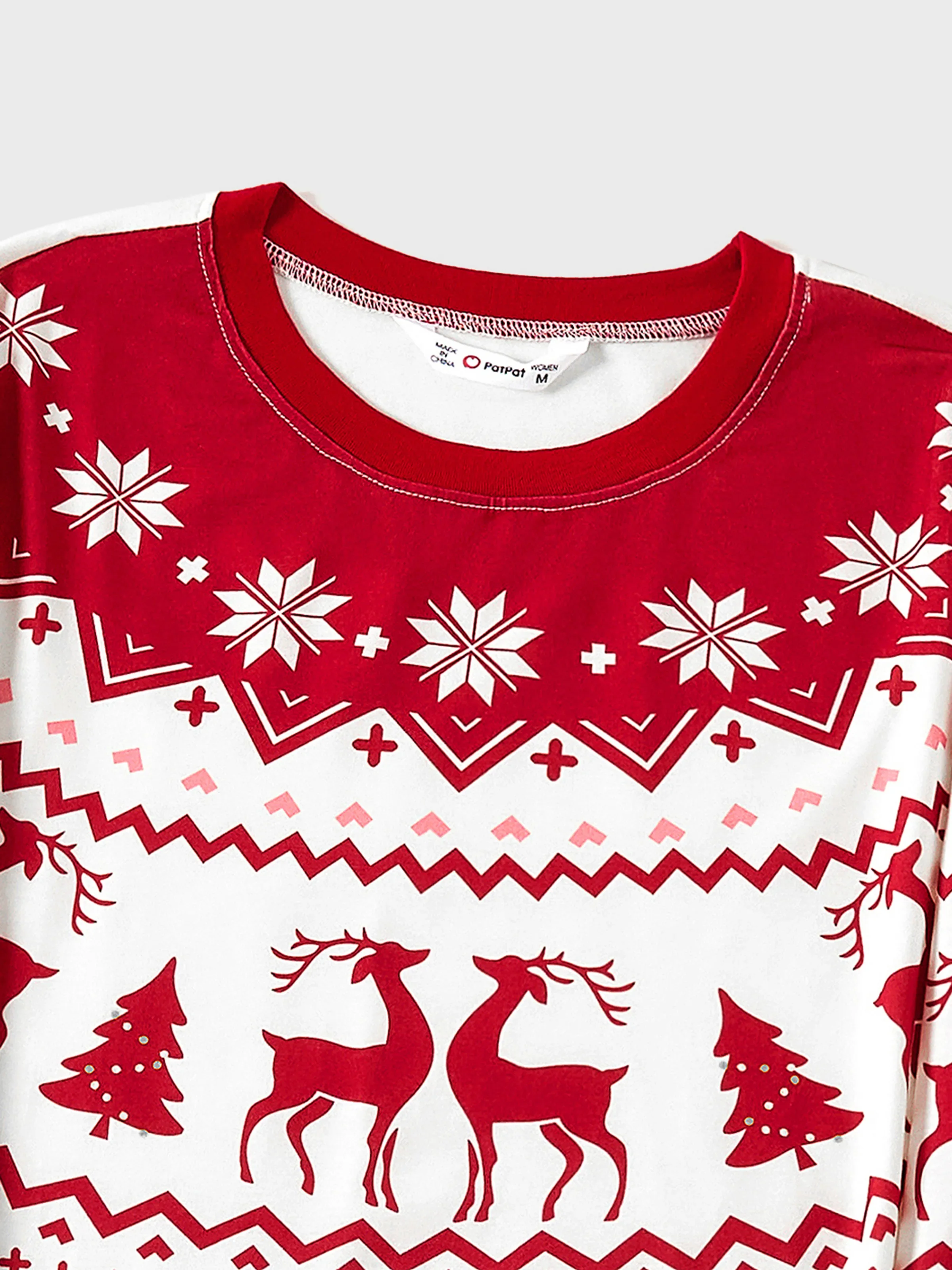 Christmas Reindeer and Snowflake Print Family Matching Pajamas Sets with Christmas Socks Red - XNAUWBI