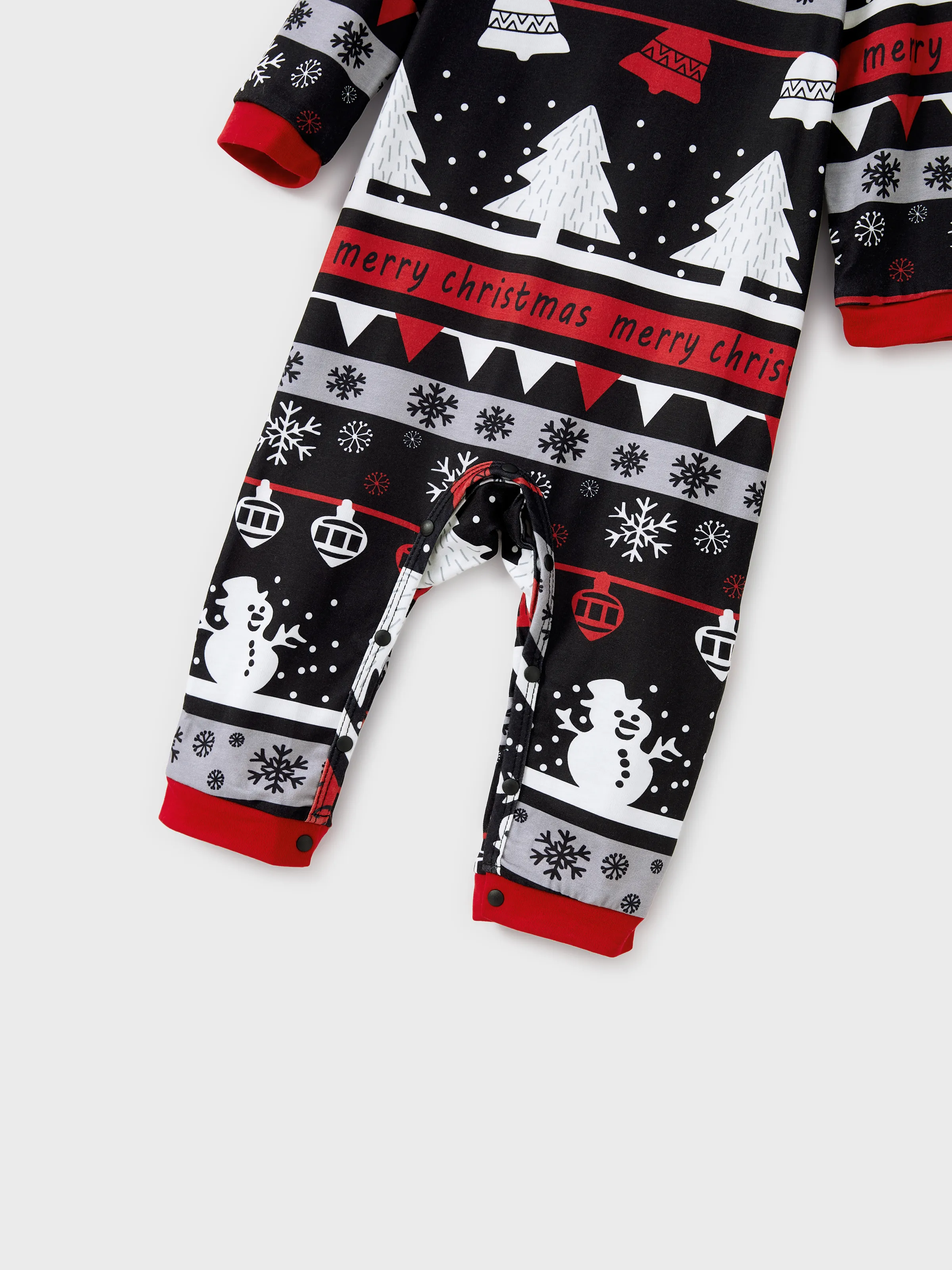 Christmas Tree Snowflake and Letters Print Grey Family Matching Long-sleeve Pajamas Sets with Christmas Socks Grey - XNAUWBI