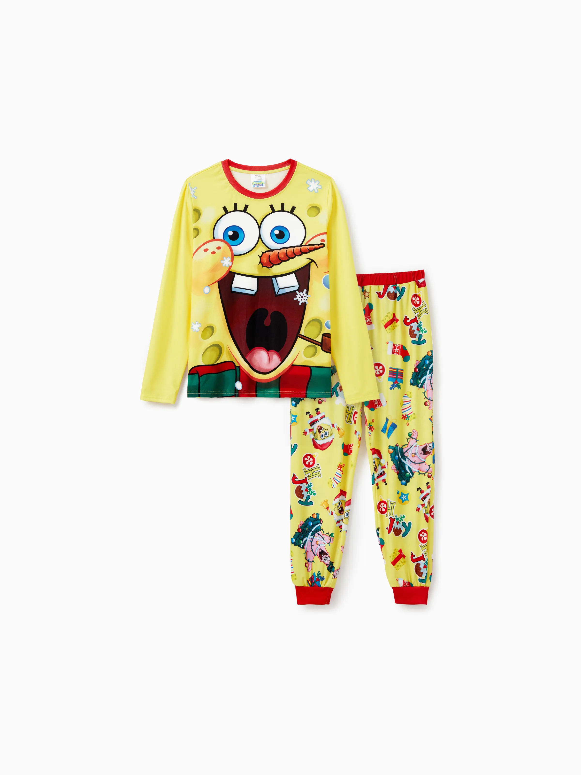 SpongeBob SquarePants Christmas Family matching Print Pajamas Sets with Christmas Socks - XNAUWBI
