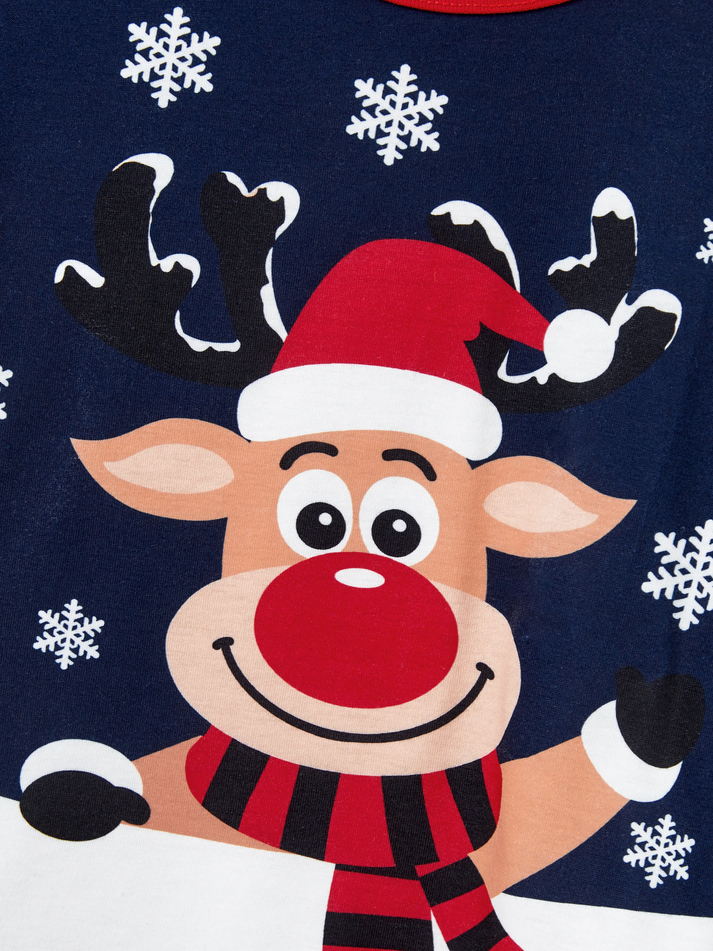 Christmas Matching Family Pajamas Set Reindeer and Snowflake Print PJS Deep Blue - XNAUWBI