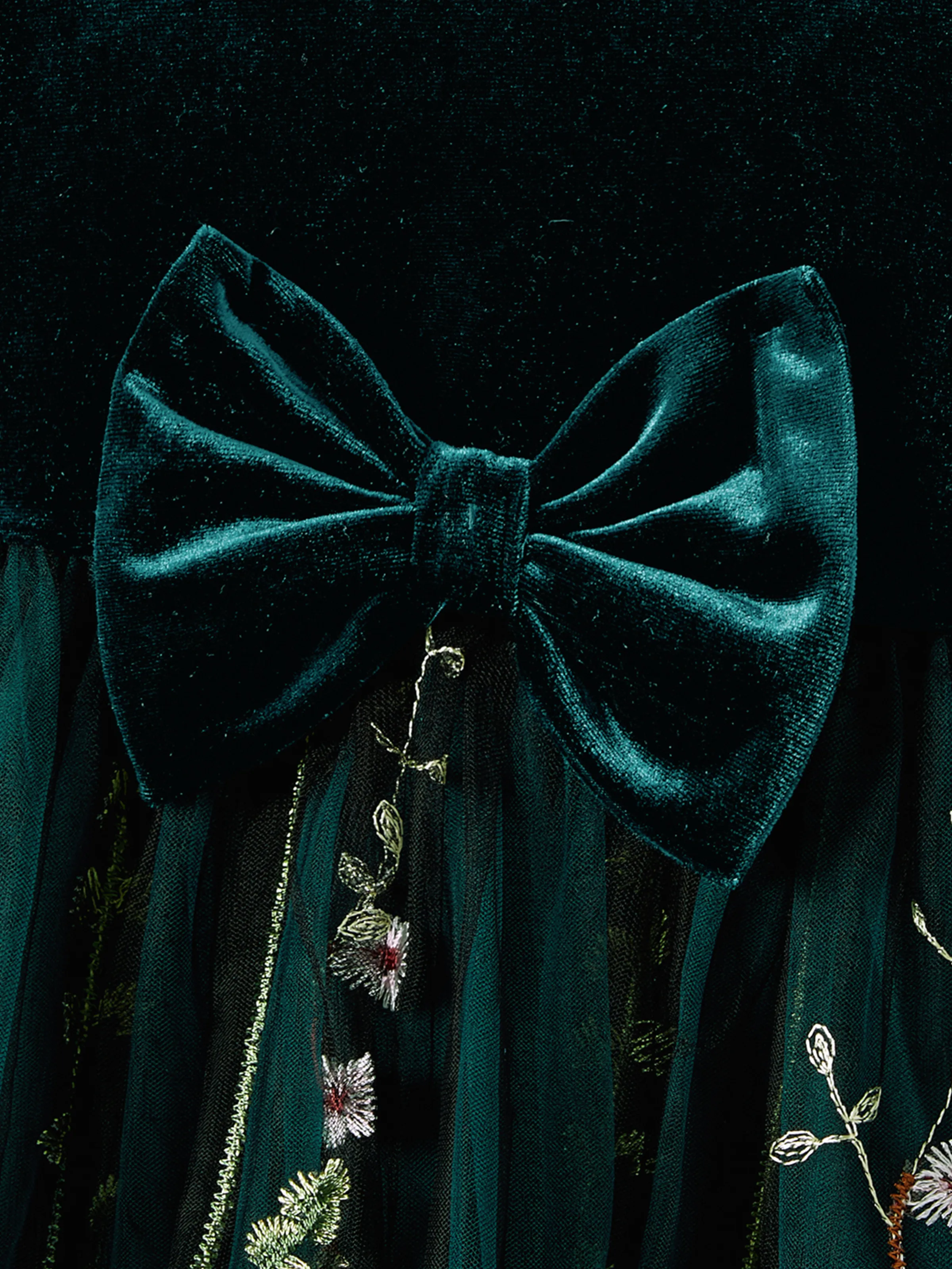 Mommy and Me Casual Dresses - Big Flower Print, Medium Thickness, Short Sleeve, Opaque, Regular Fit Dark Green - XNAUWBI