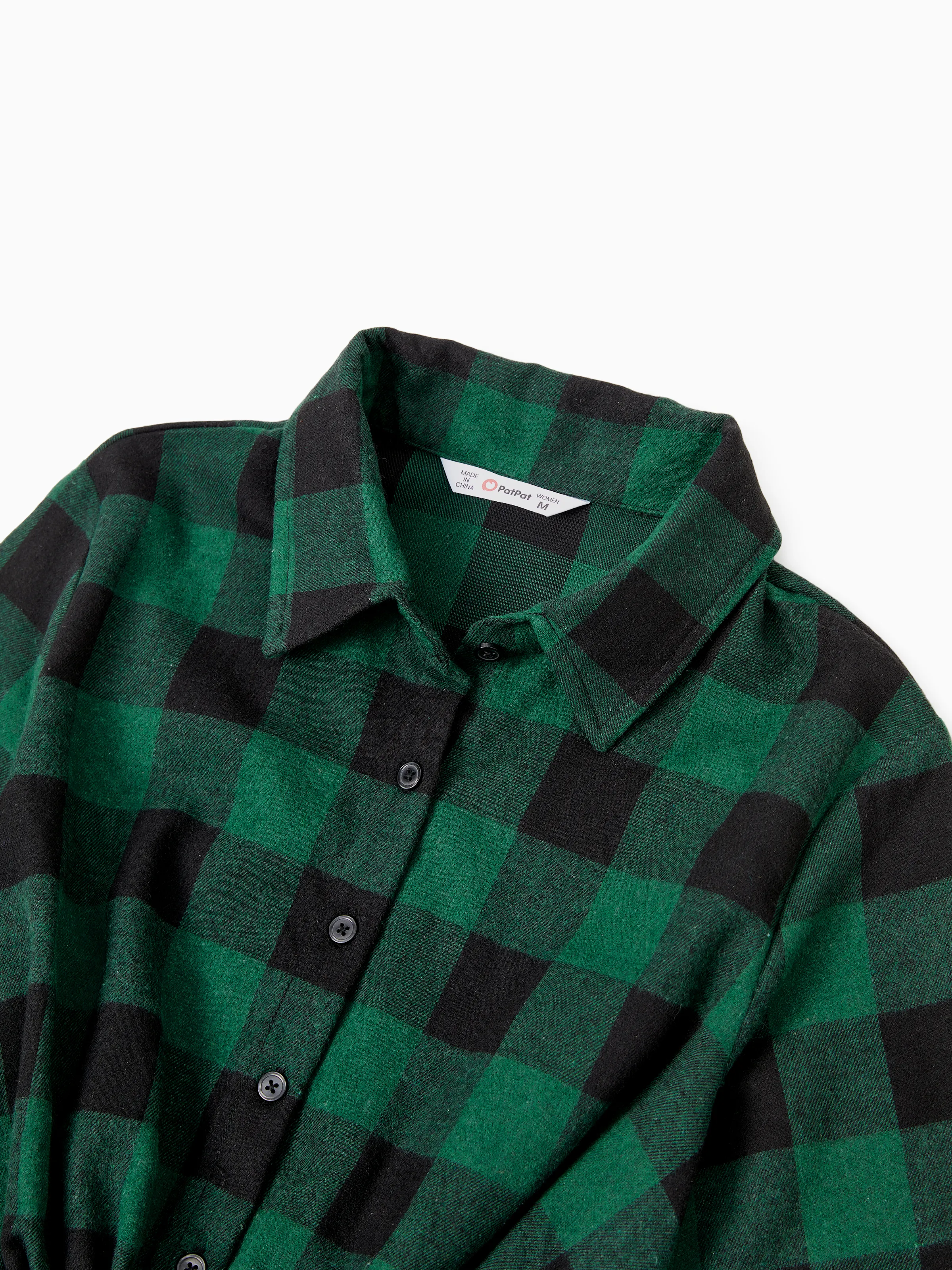 Family Matching Sets Green Plaid Long Sleeves Shirt or Tulle Mesh Dress DarkGreen - XNAUWBI