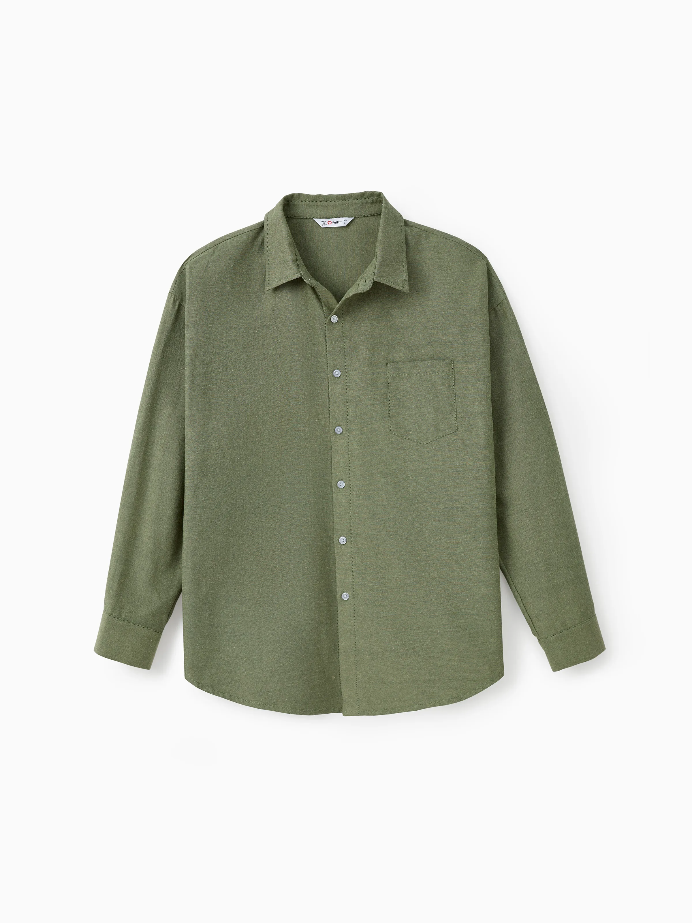 Family Matching Sets Green Long Sleeves Shirt or Ribbed Off-Shoulder Embroidered Tulle Dress Green - XNAUWBI