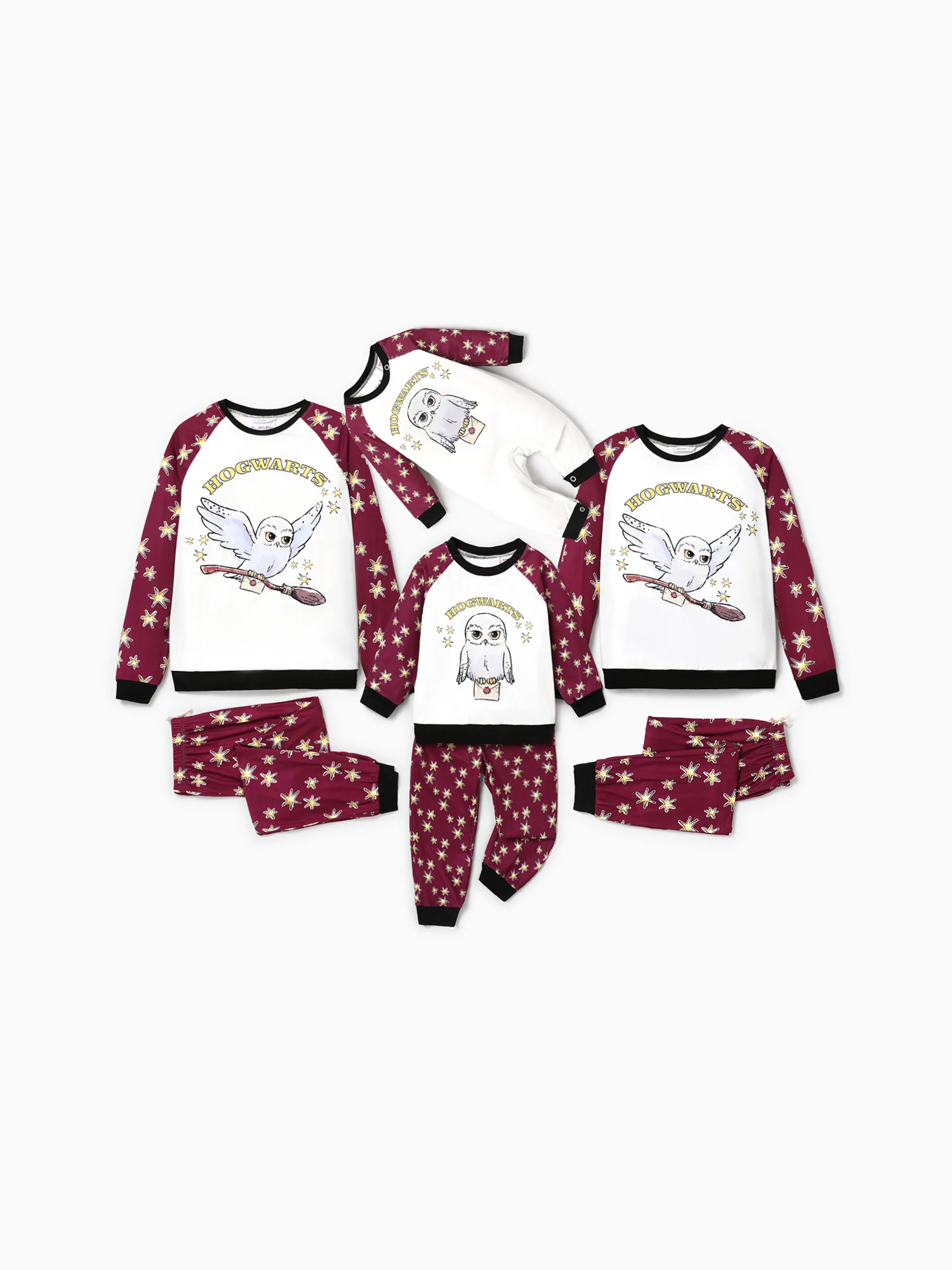 Harry Potter Christmas Family Matching Hedwig Print Pajamas Sets with Christmas Socks - XNAUWBI