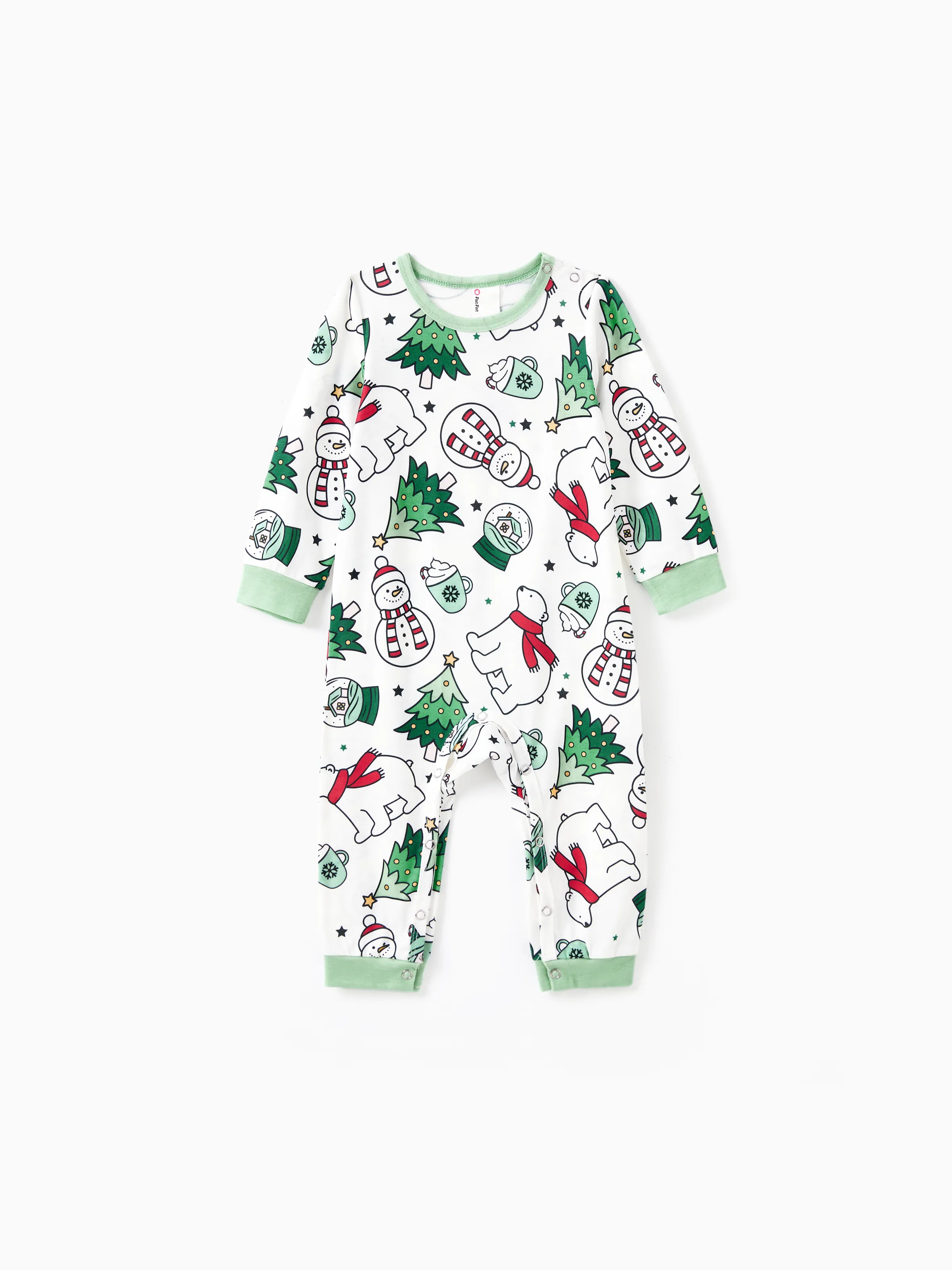 Christmas Family Matching Long Sleeves Very Merry Green Tops Allover Pattern Pants Pajamas Sets with Christmas Socks MediumSpringGreen - XNAUWBI