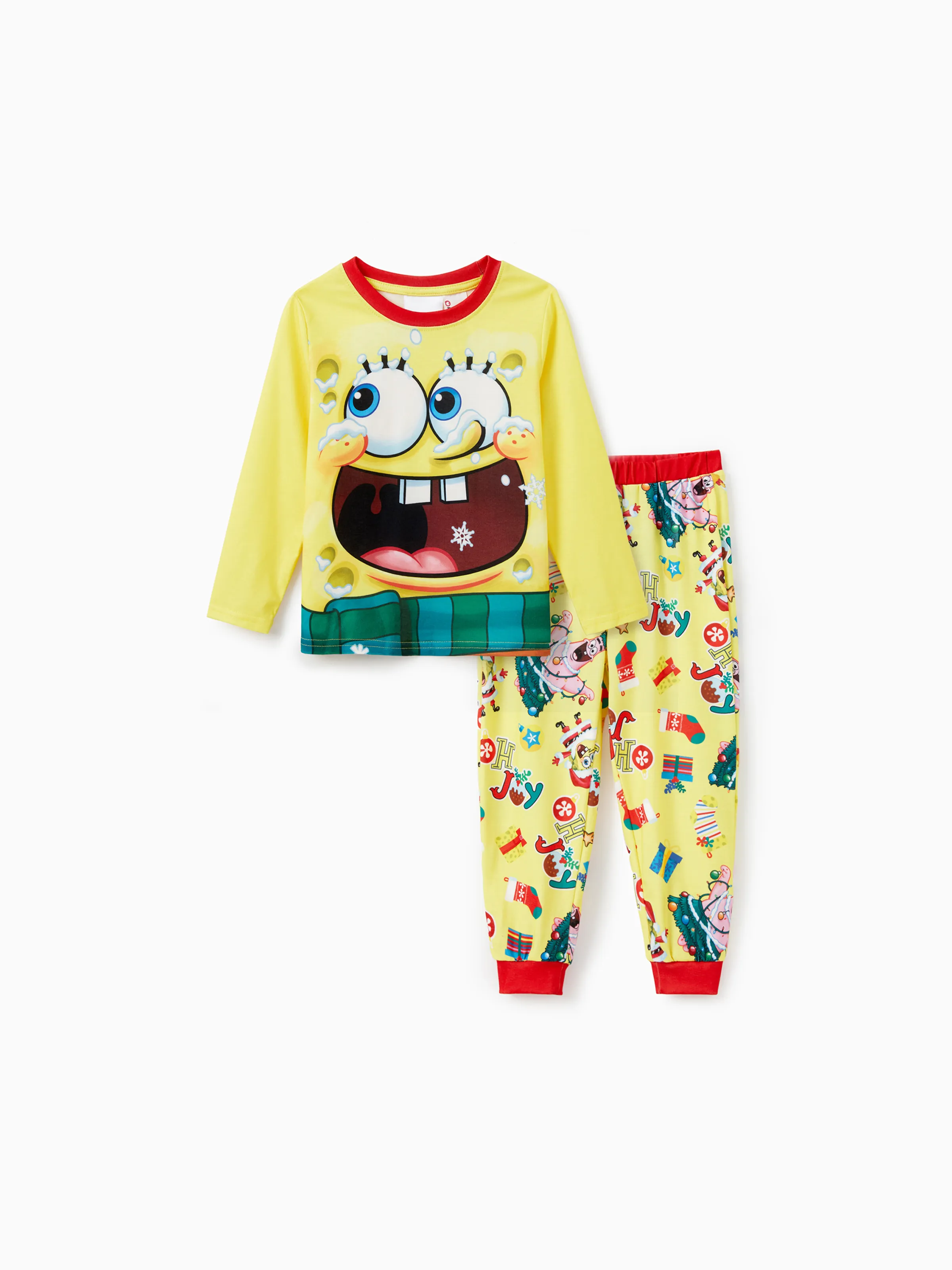 SpongeBob SquarePants Christmas Family matching Print Pajamas Sets with Christmas Socks - XNAUWBI