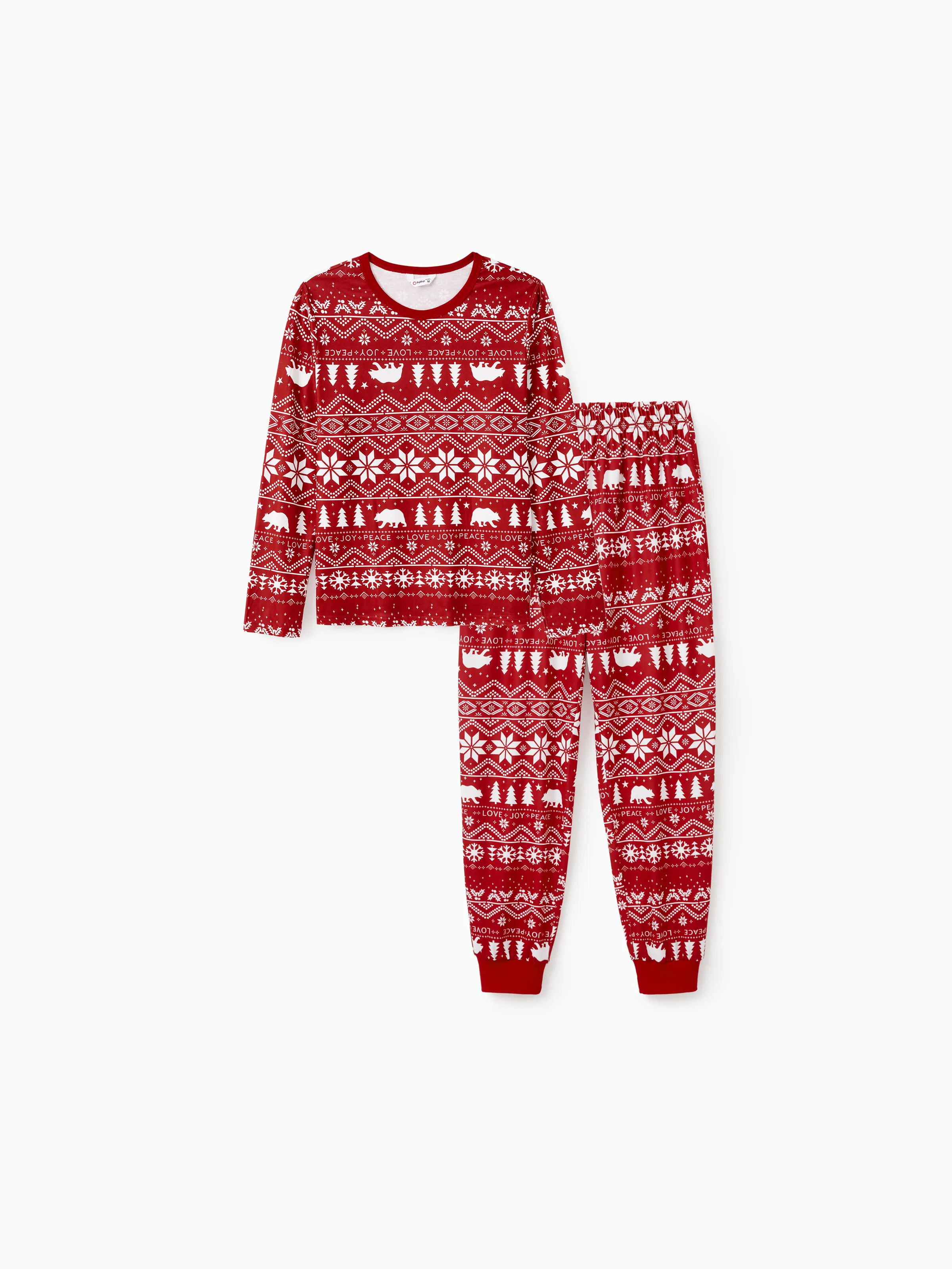 Traditional Christmas Print Family Matching Pajamas Sets with Christmas Socks Red - XNAUWBI