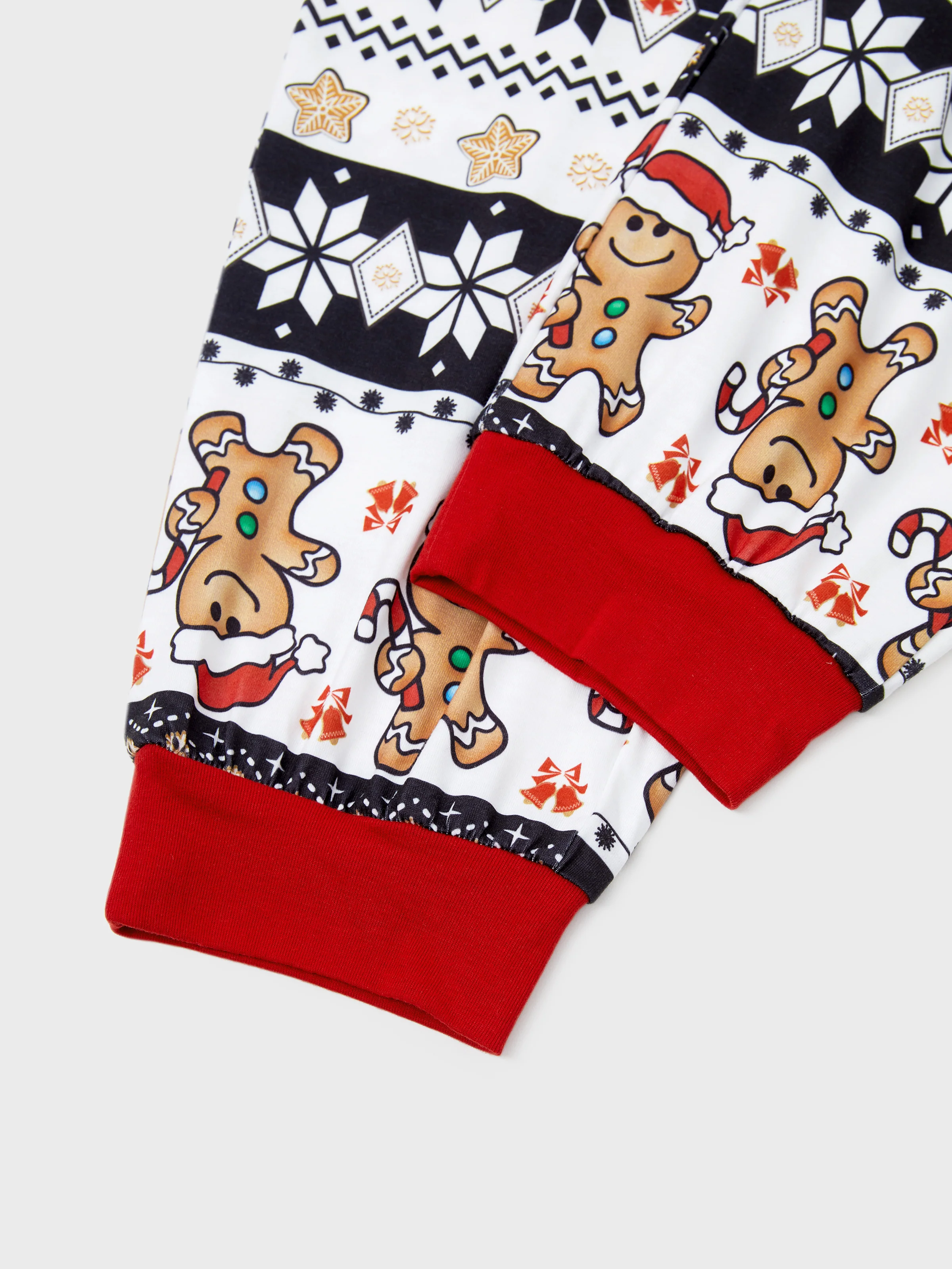 Christmas Family Matching Raglan Sleeves Gingerbread Man Pajamas Sets with Drawstring and Pockets with Christmas Socks red/black - XNAUWBI