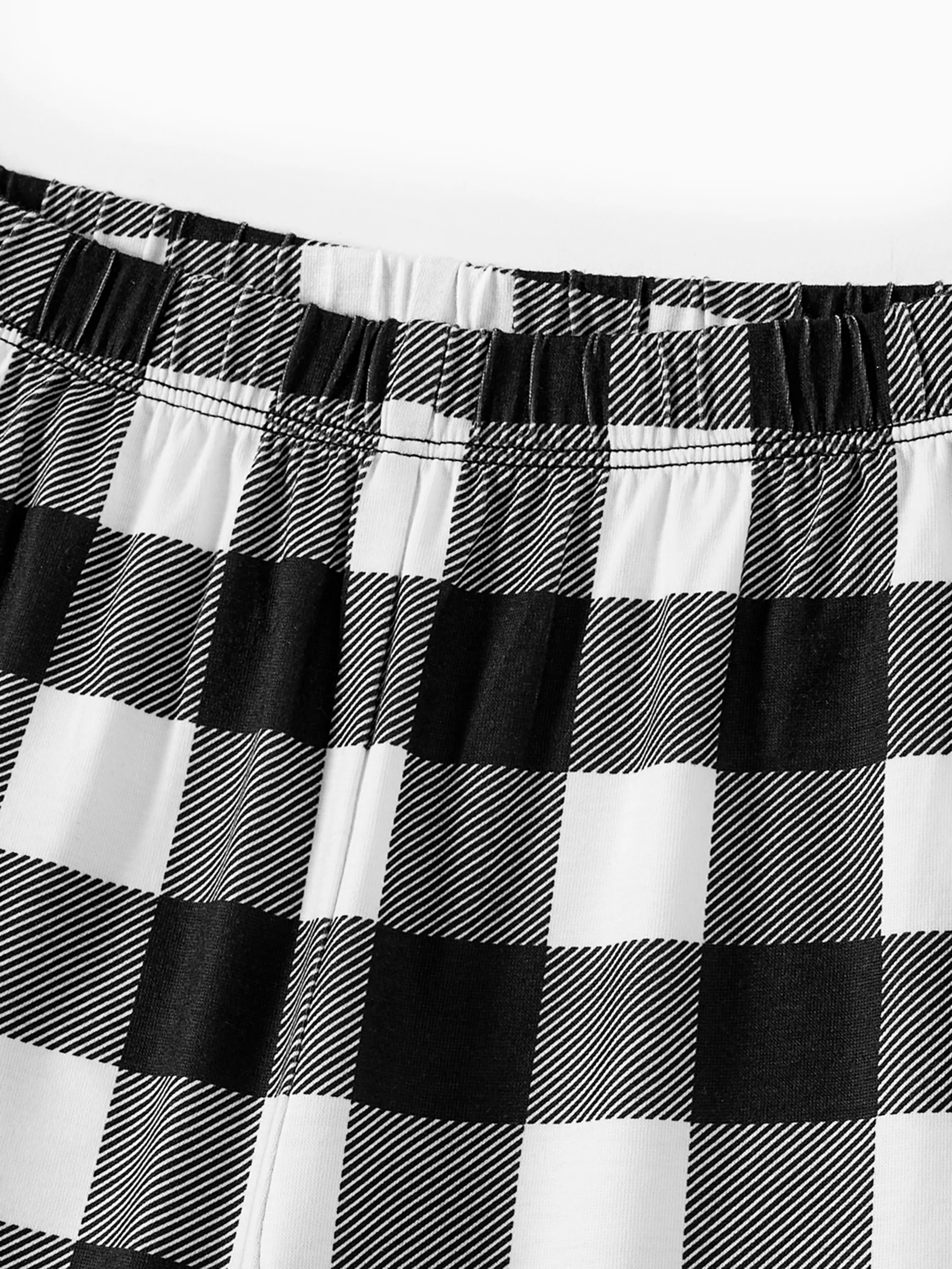 Christmas Family Matching Glow In The Dark Letters Print Long-sleeve Pajamas Sets with Christmas Socks Black+White - XNAUWBI