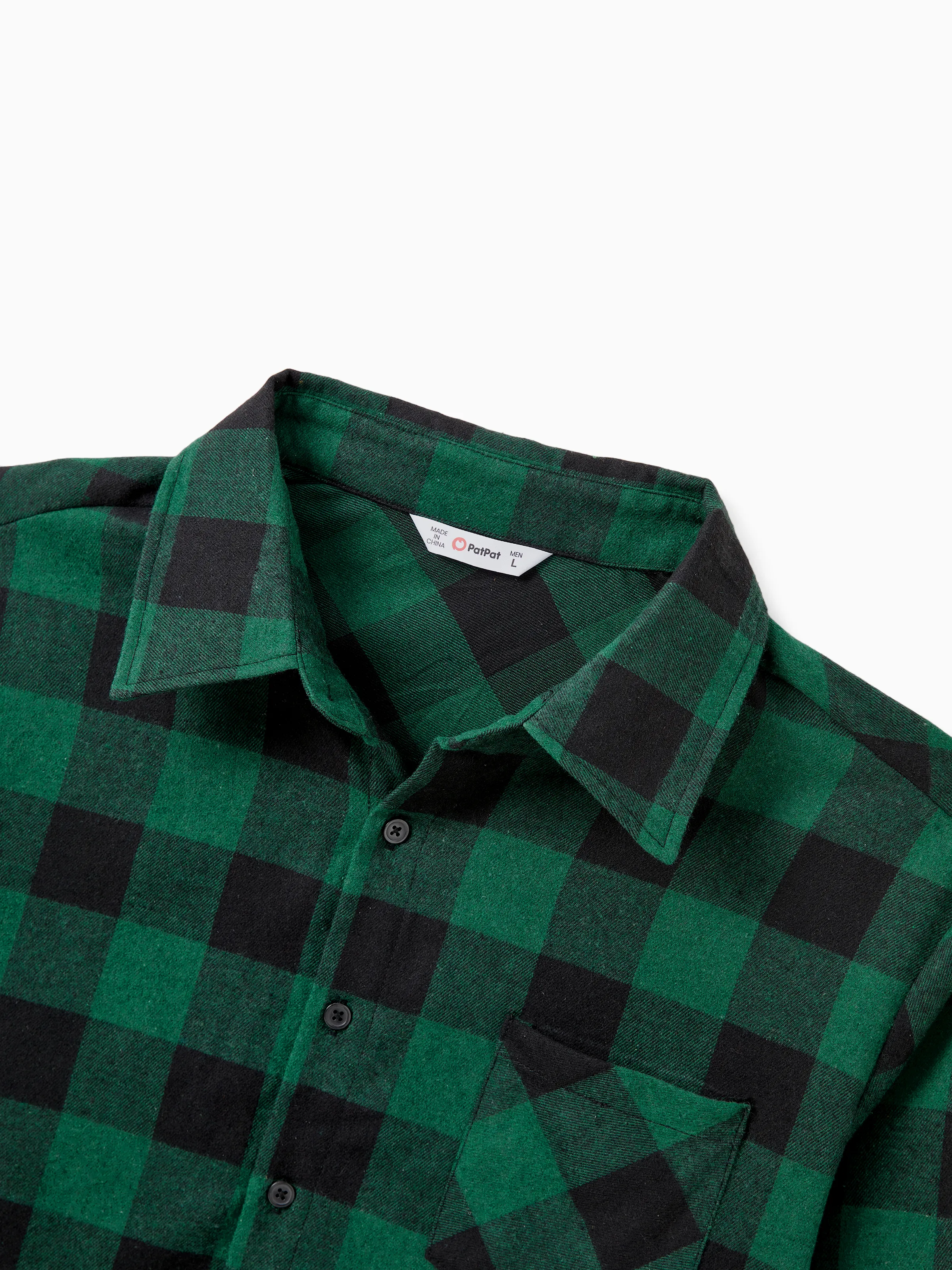 Family Matching Sets Green Plaid Long Sleeves Shirt or Tulle Mesh Dress DarkGreen - XNAUWBI
