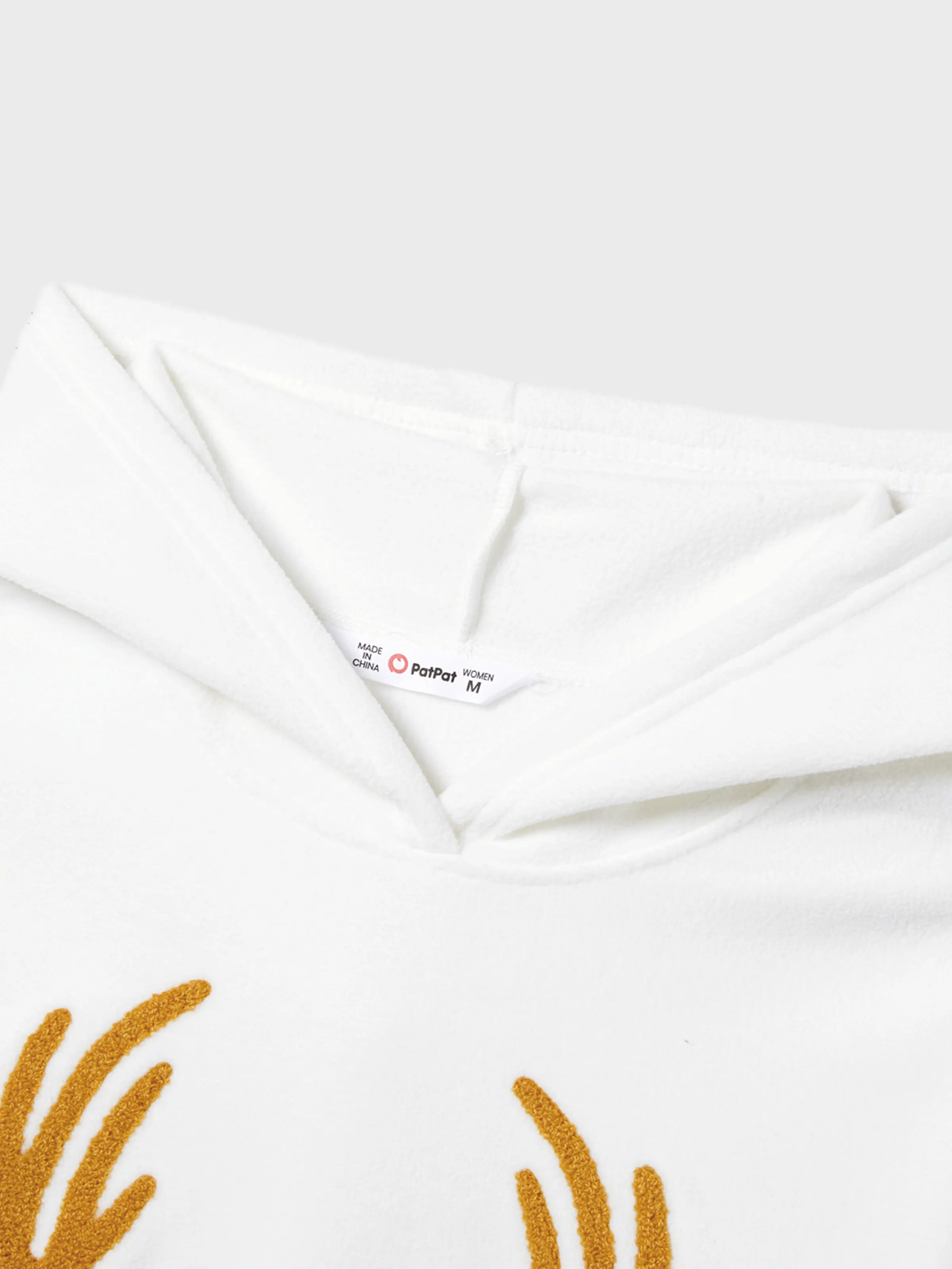 Christmas Family Matching Letters Embroidered Long-sleeve Hooded Fleece Pajamas Sets with Christmas Socks White - XNAUWBI