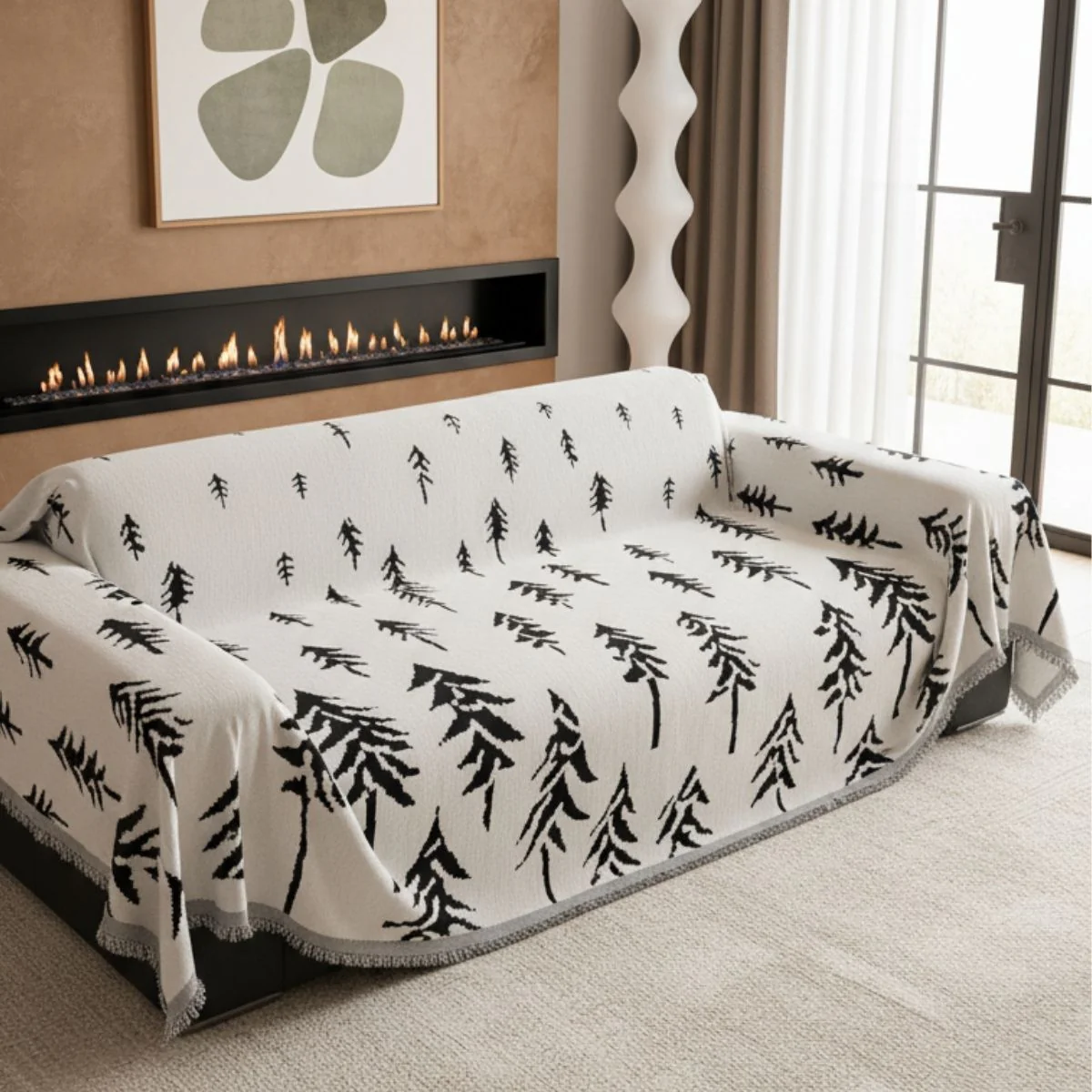 Pet Couch Cover - Pine Trees White - XNAUWBI