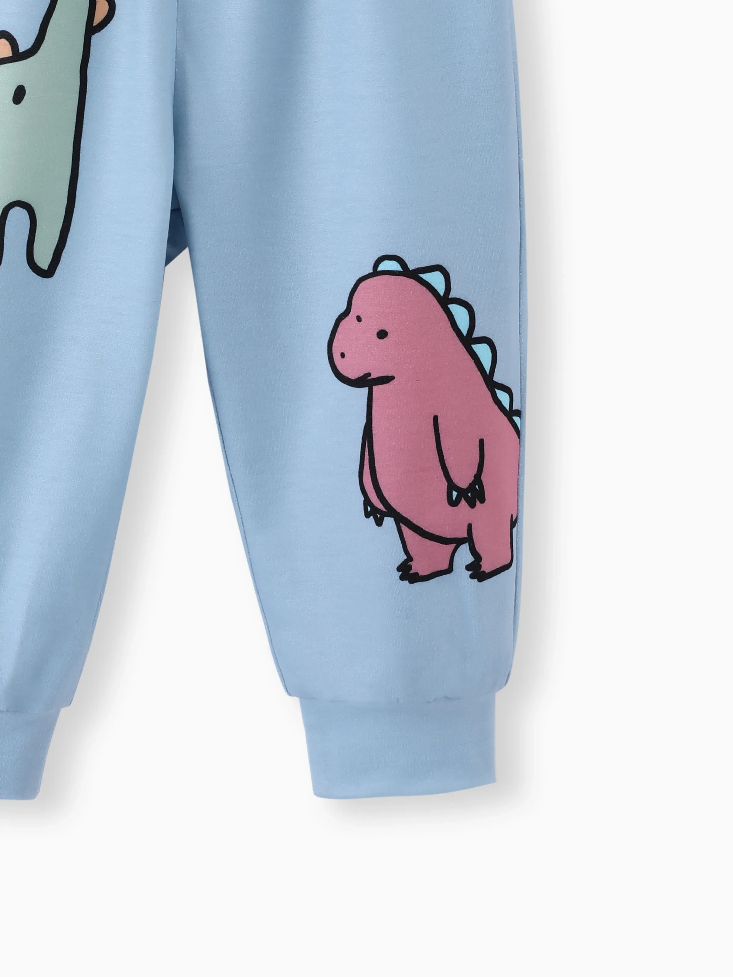 Baby Boy Clothes 2pcs Dinosaur/ Vehicle Print Sweatshirt and Pants Set Blue grey - XNAUWBI