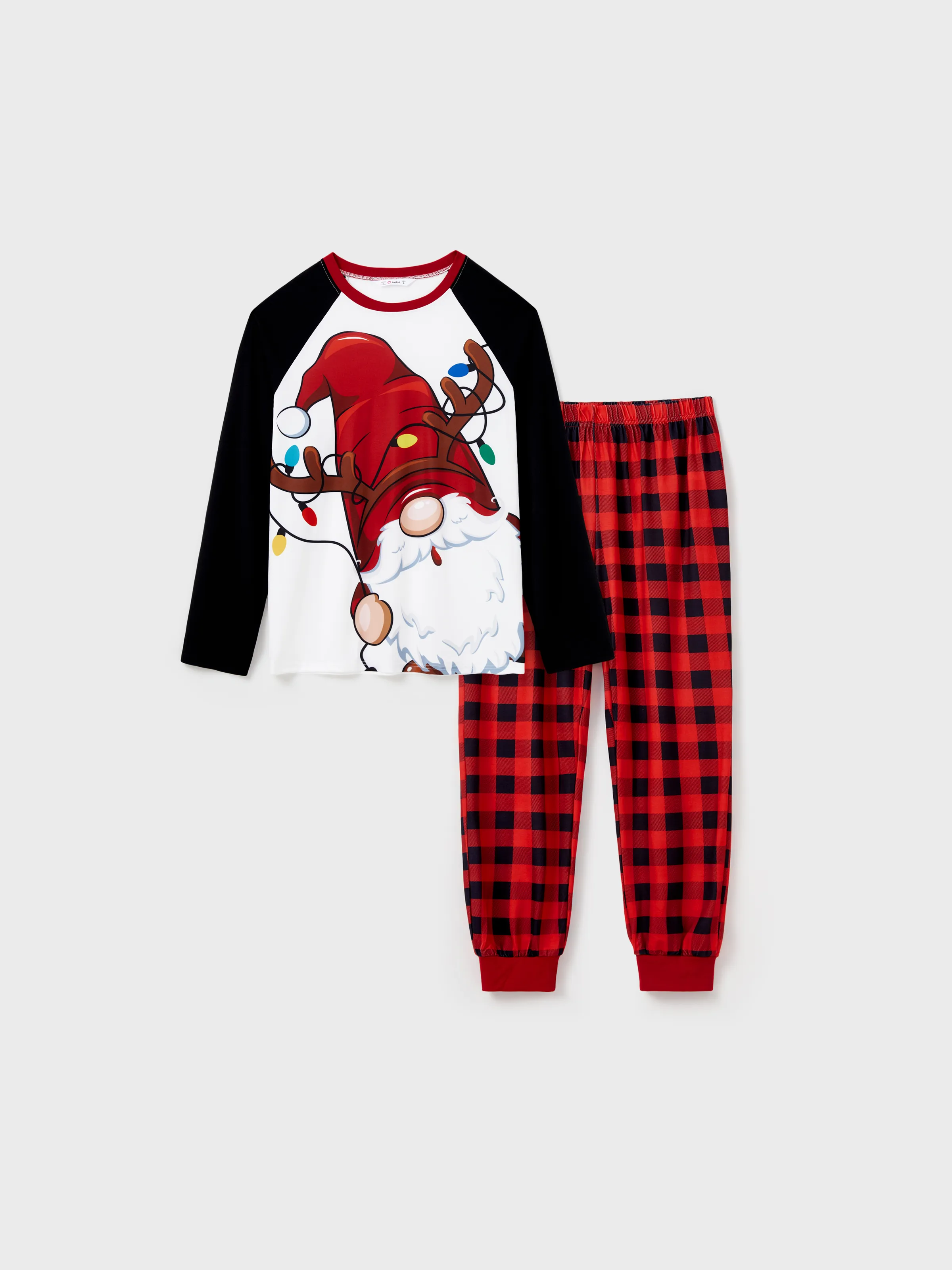 Christmas Family Matching Santa Print Raglan Sleeves Pajamas Sets with Christmas Socks (SGS Certied Safety) Red - XNAUWBI