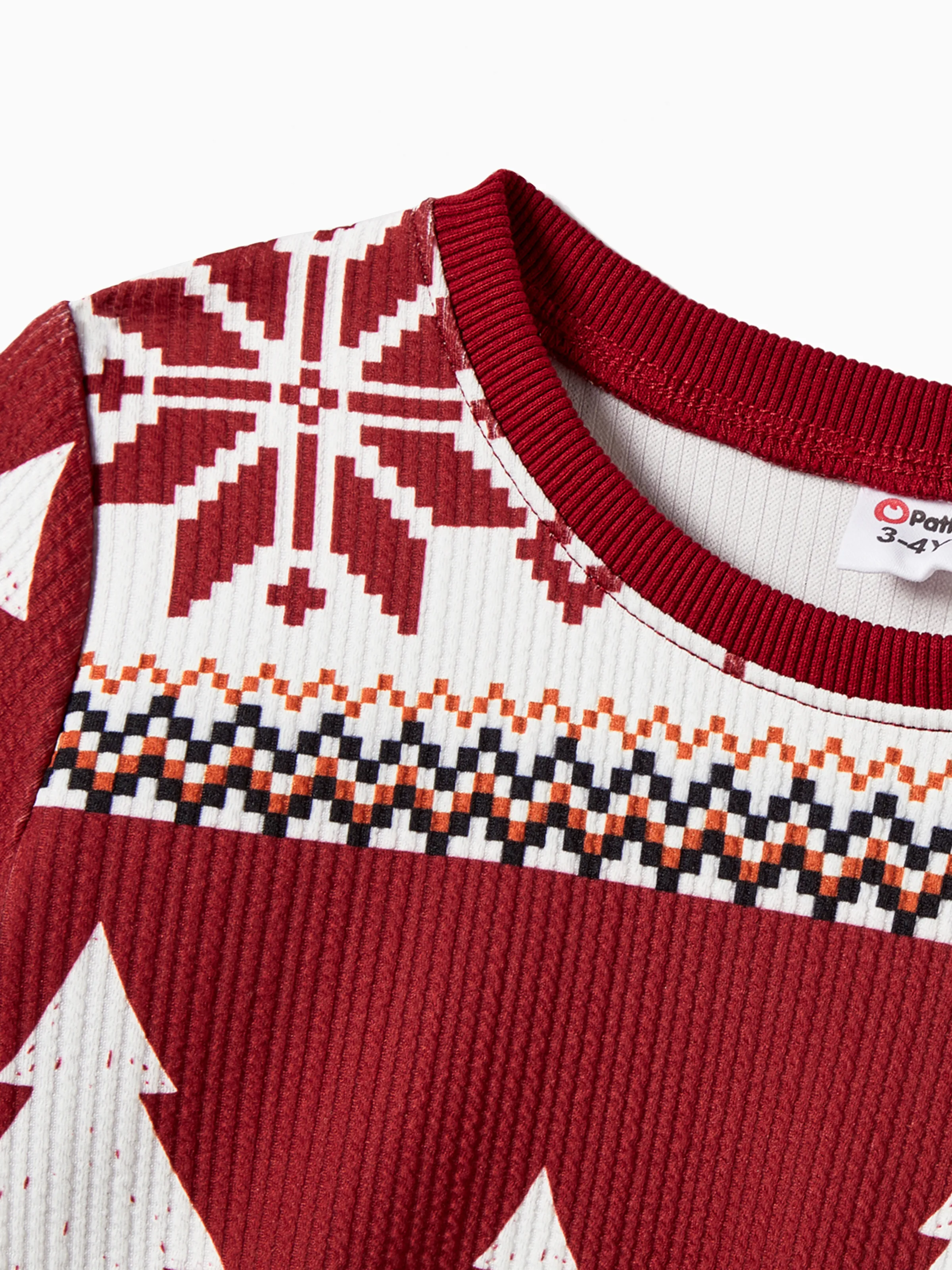 Christmas Family Matching Festival Theme All-over Print Long Sleeve Tops Burgundy - XNAUWBI