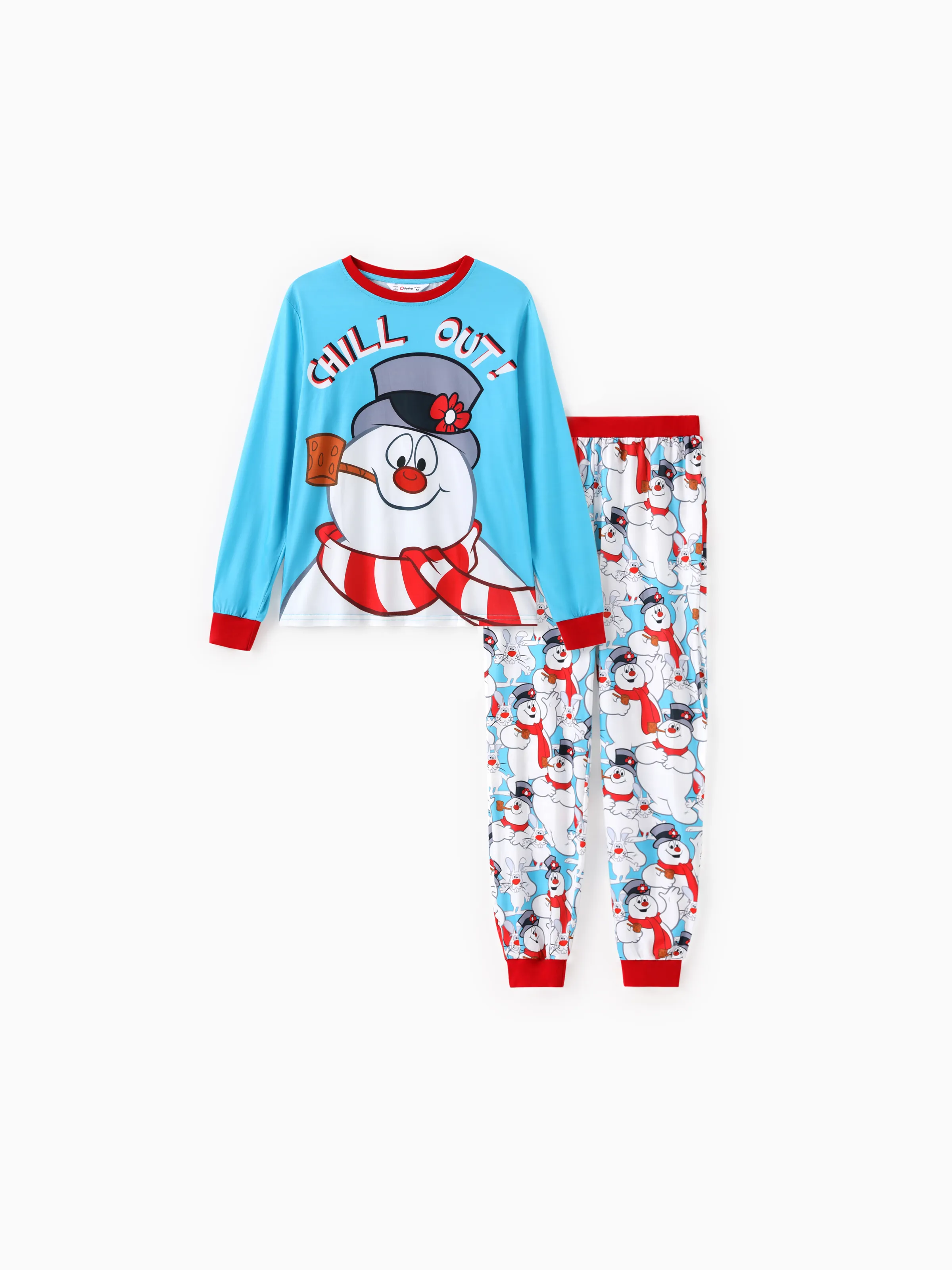 Frosty The Snowman Christmas Snowman Pattern Pajamas Sets with Christmas Socks - XNAUWBI