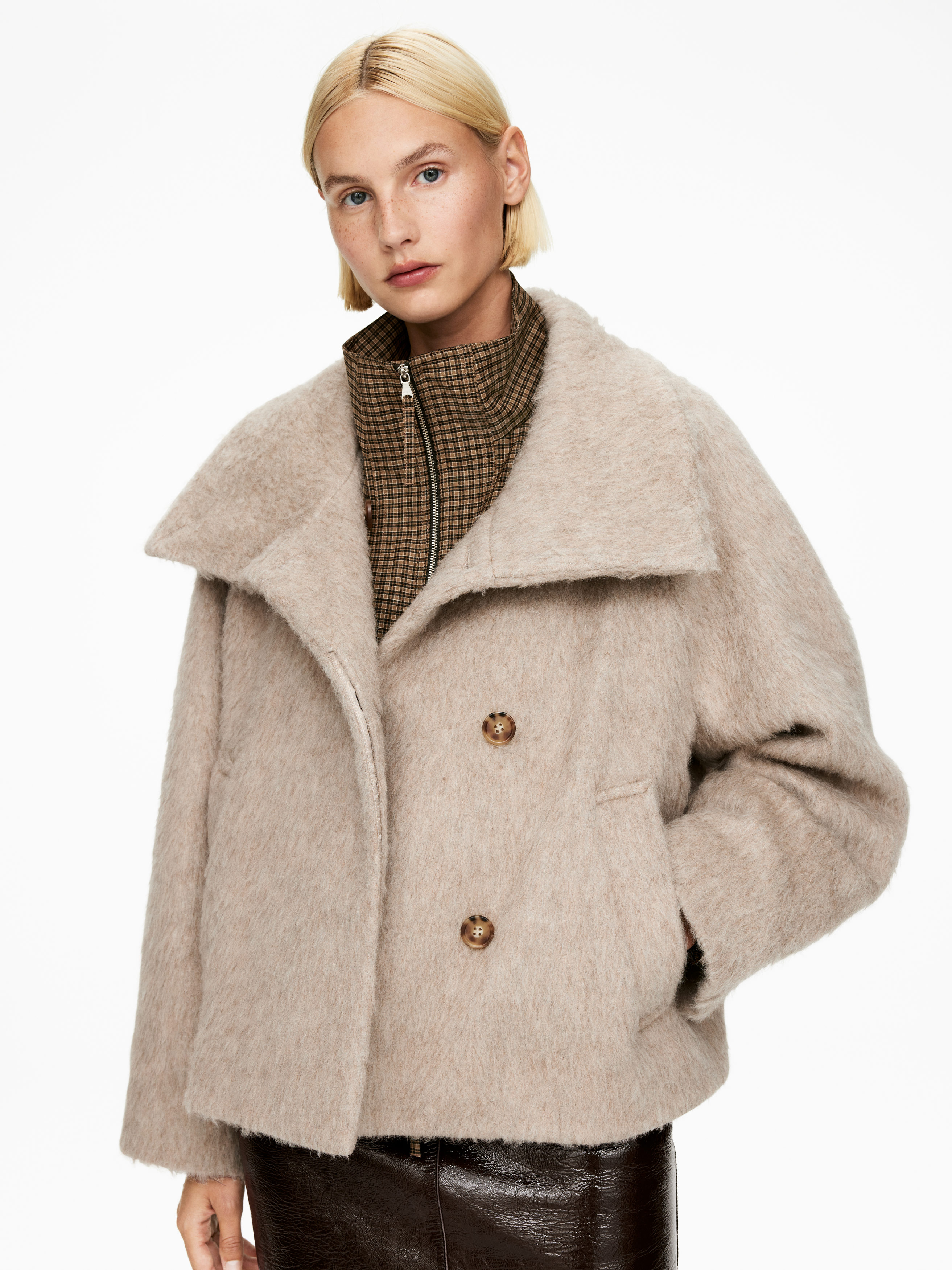 FUNNEL-NECK WOOL-ALPACA BLEND JACKET - XNAUWBI