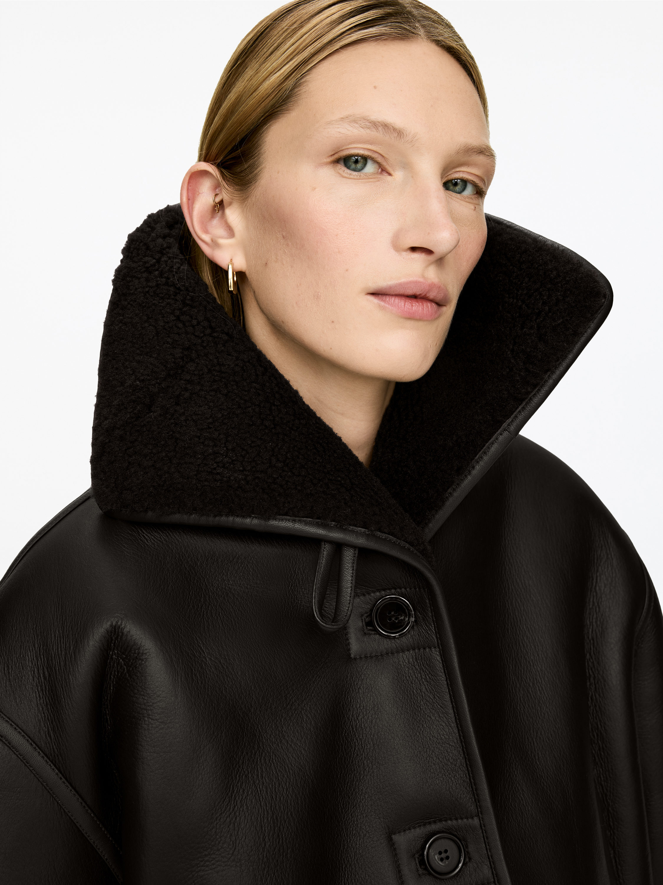 SHEARLING-LINED LEATHER JACKET - XNAUWBI