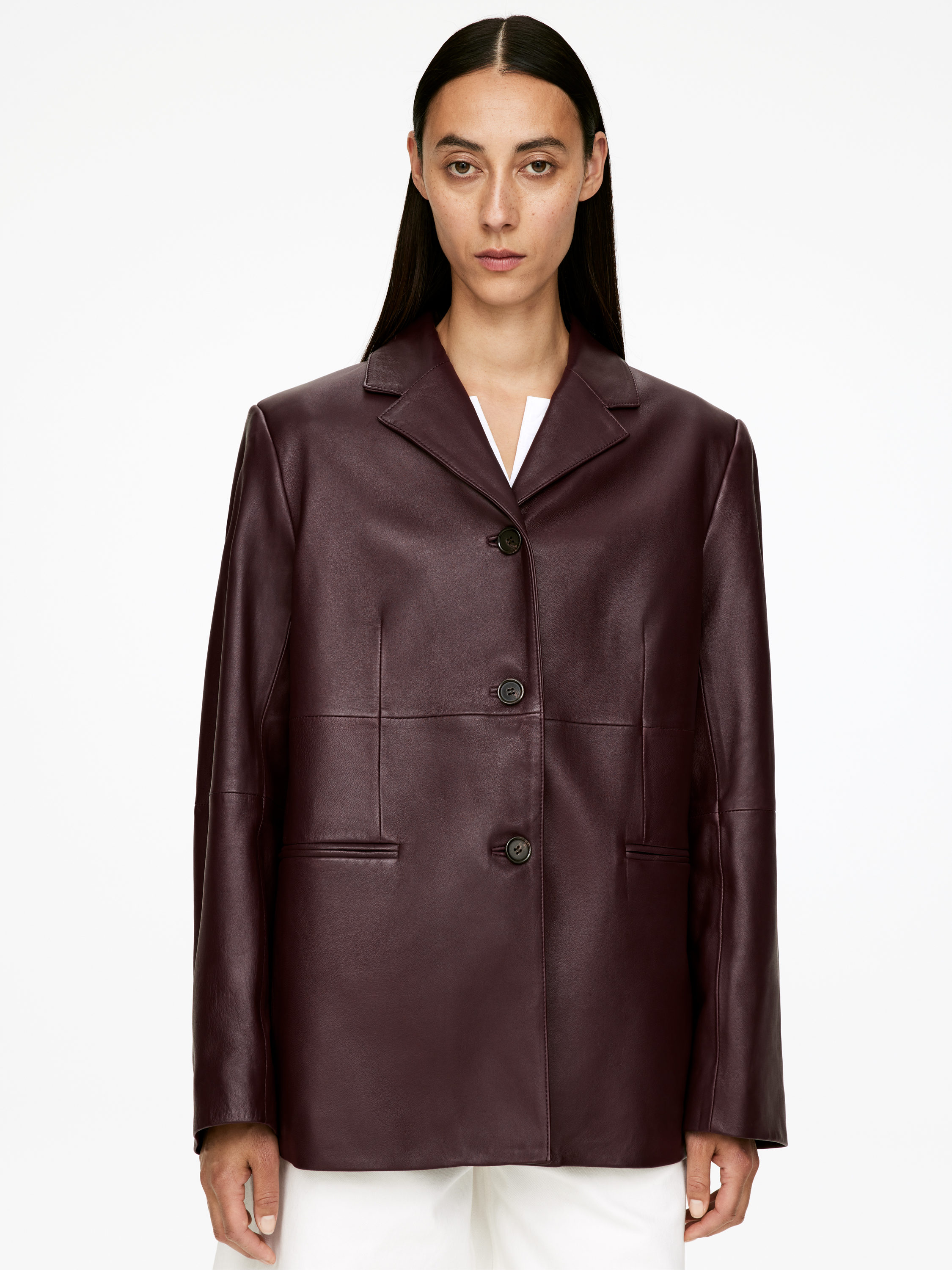 SINGLE-BREASTED LEATHER JACKET - XNAUWBI