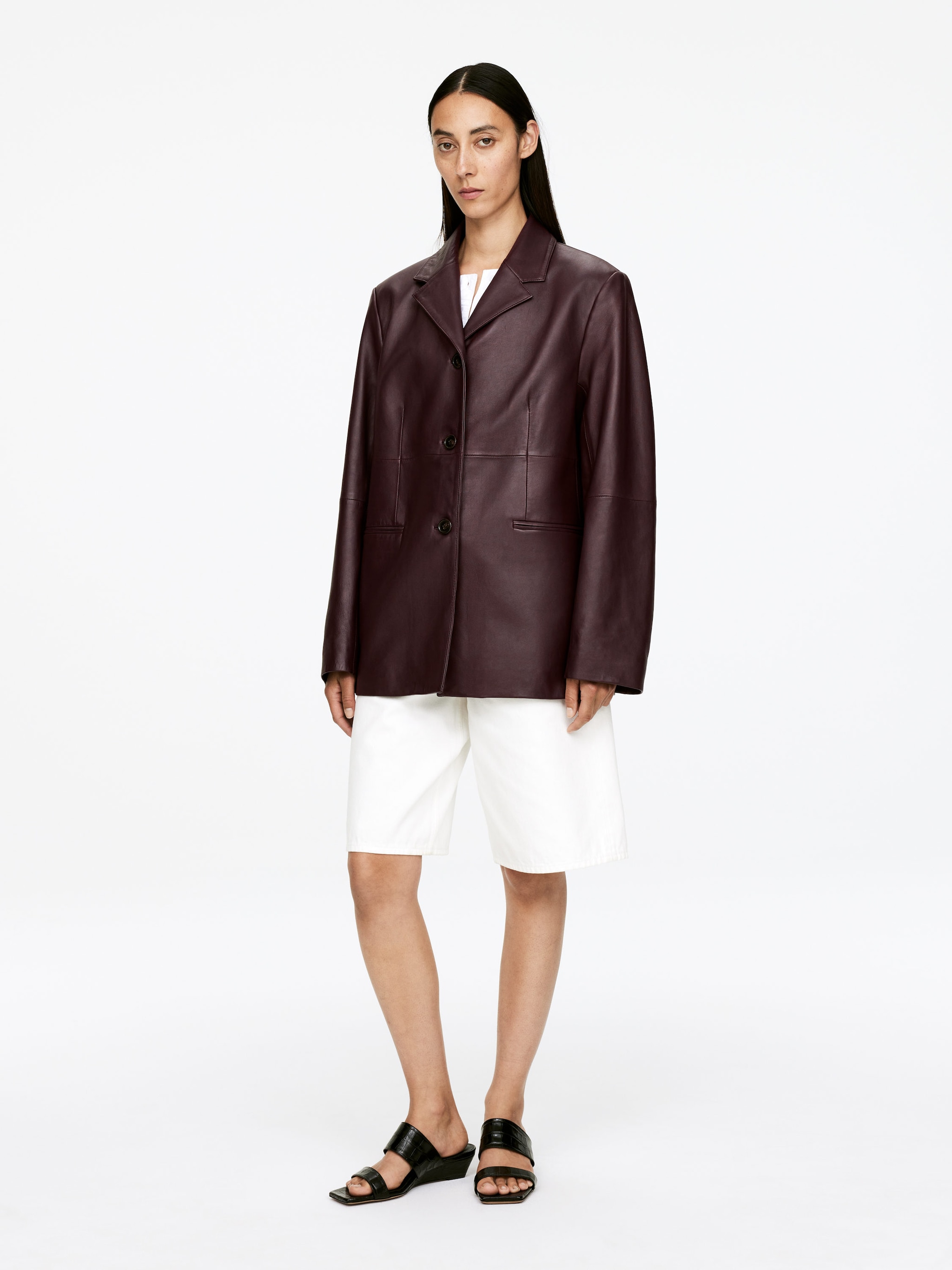 SINGLE-BREASTED LEATHER JACKET - XNAUWBI