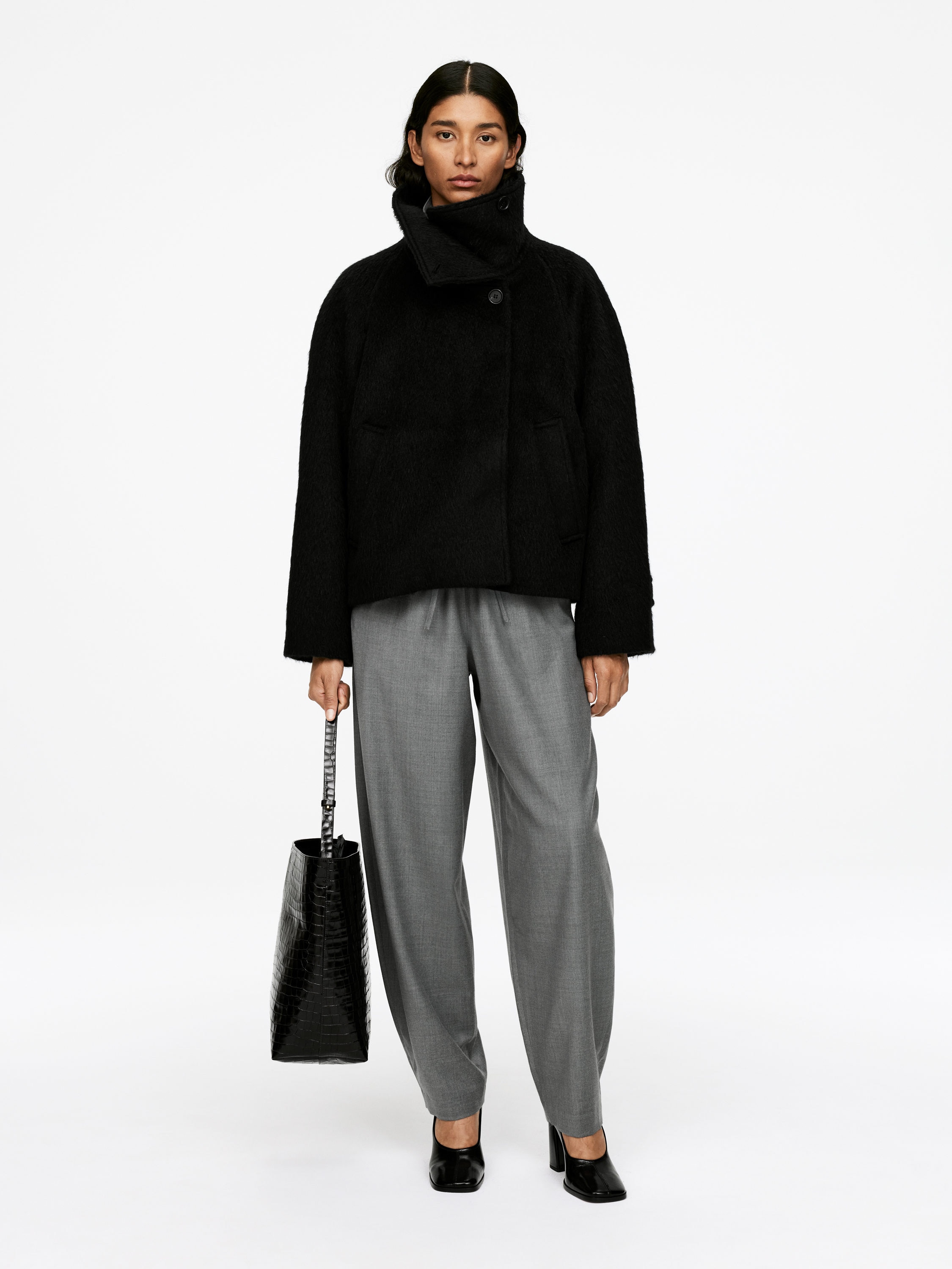 FUNNEL-NECK WOOL-ALPACA BLEND JACKET - XNAUWBI