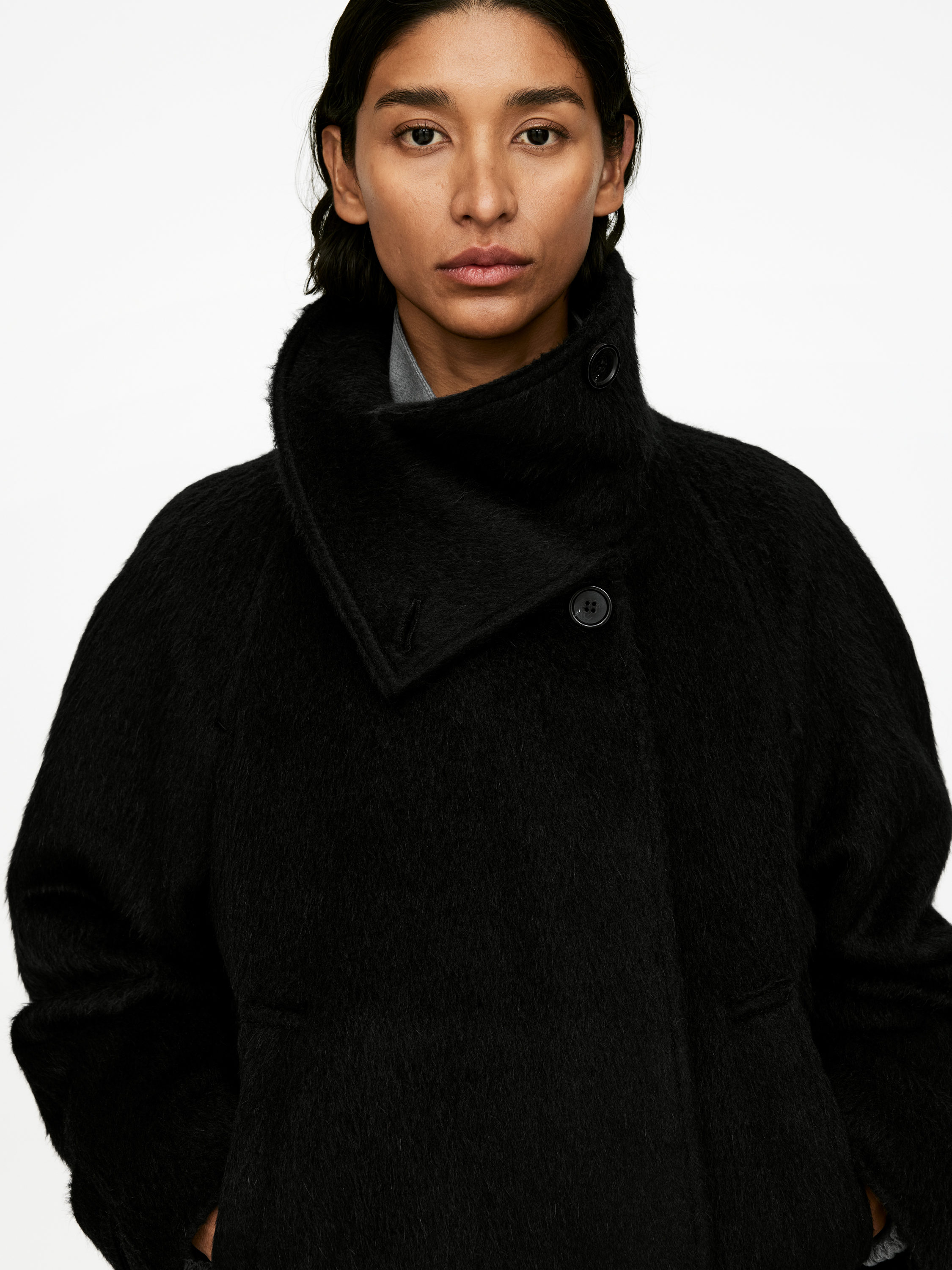 FUNNEL-NECK WOOL-ALPACA BLEND JACKET - XNAUWBI