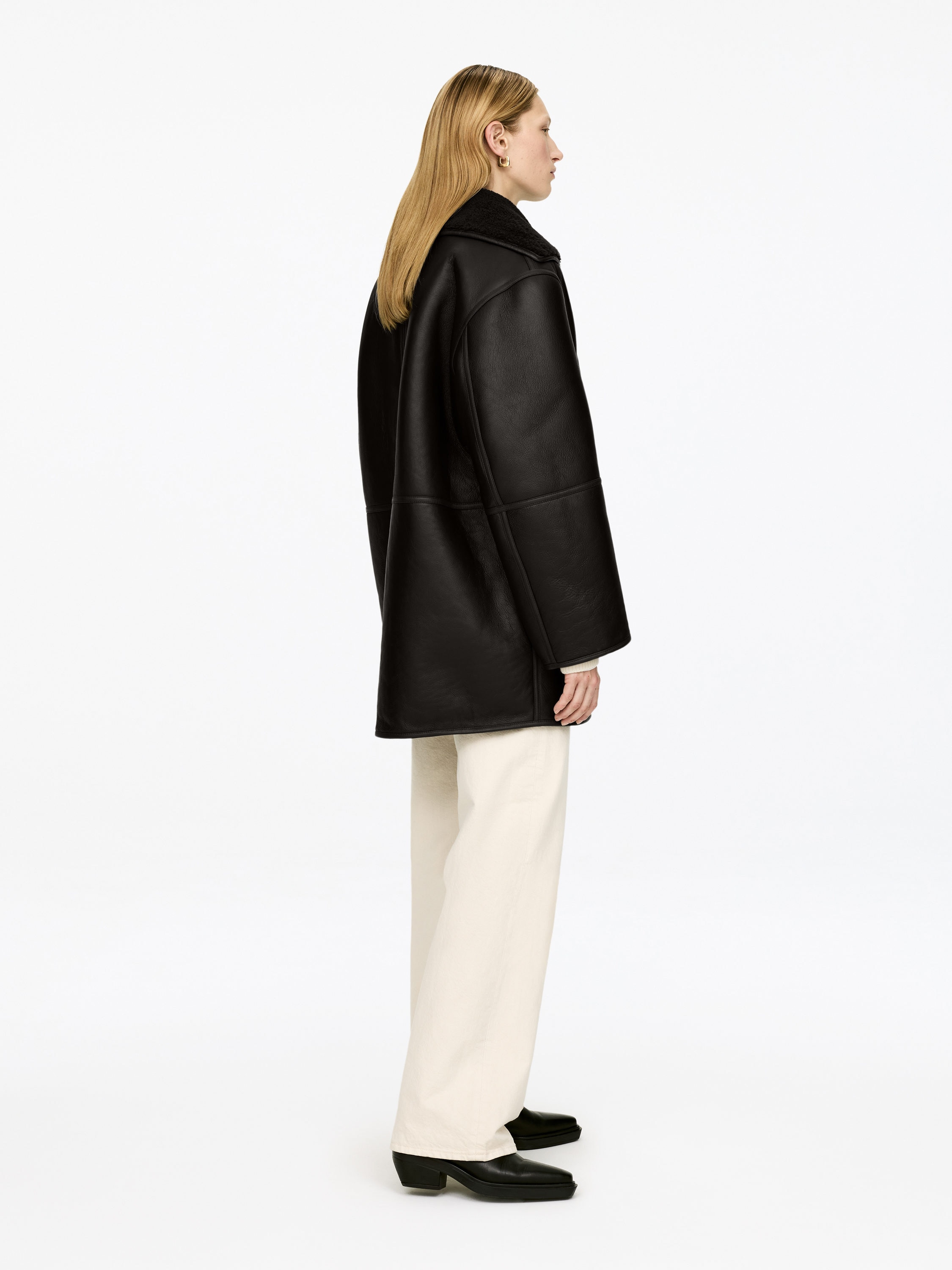 SHEARLING-LINED LEATHER JACKET - XNAUWBI