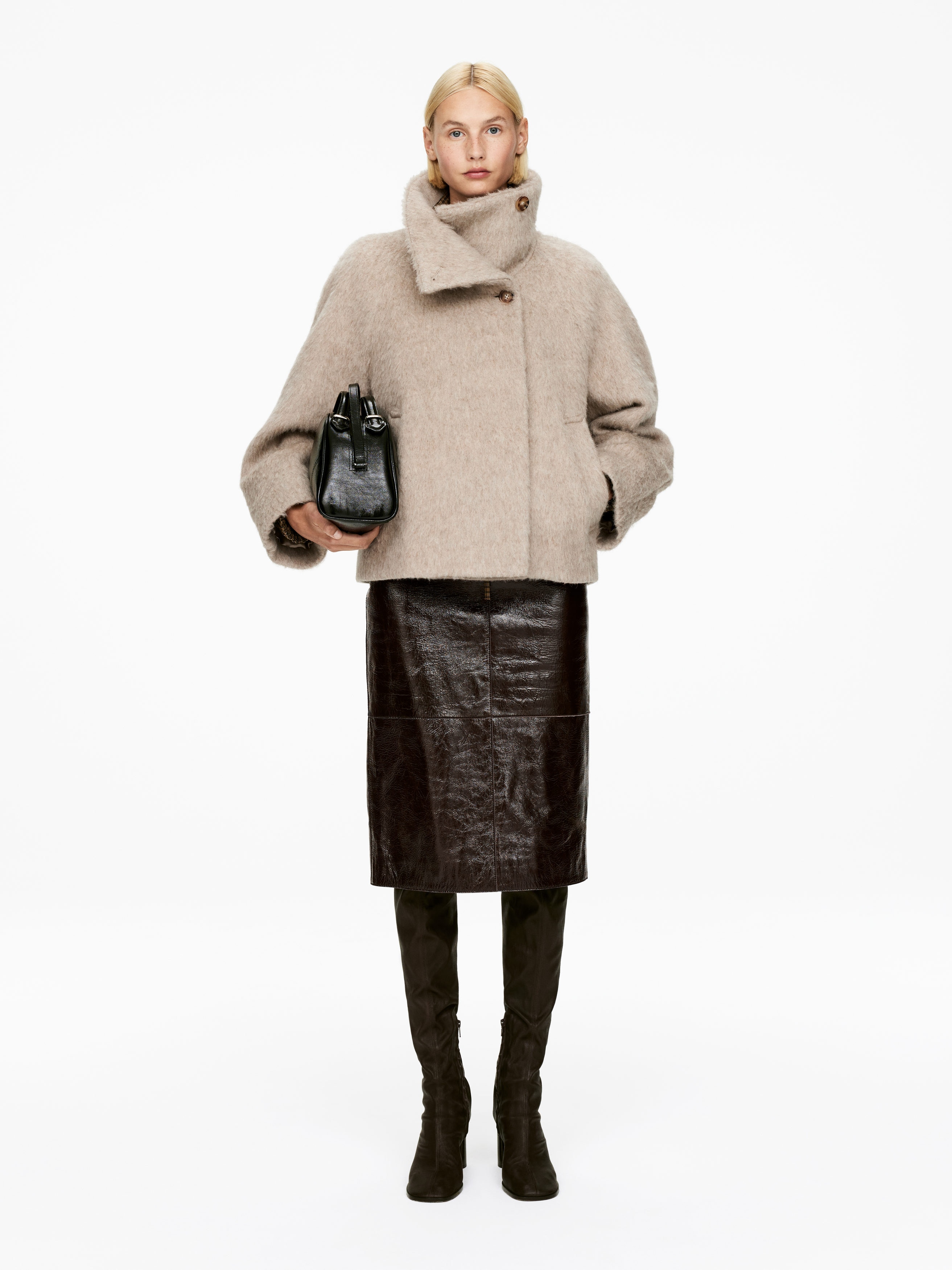 FUNNEL-NECK WOOL-ALPACA BLEND JACKET - XNAUWBI