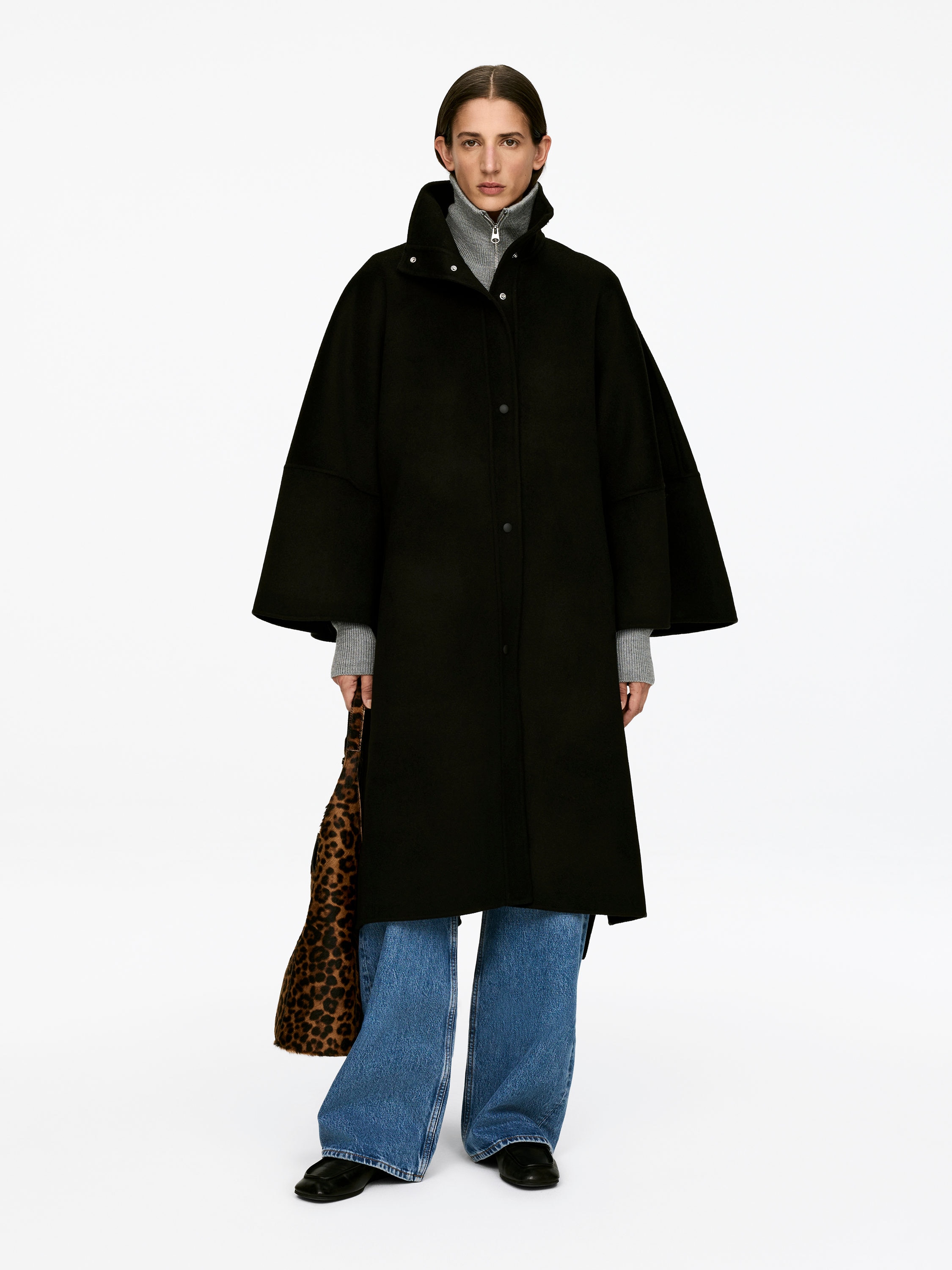 DOUBLÉ WOOL-BLEND CAPE - XNAUWBI