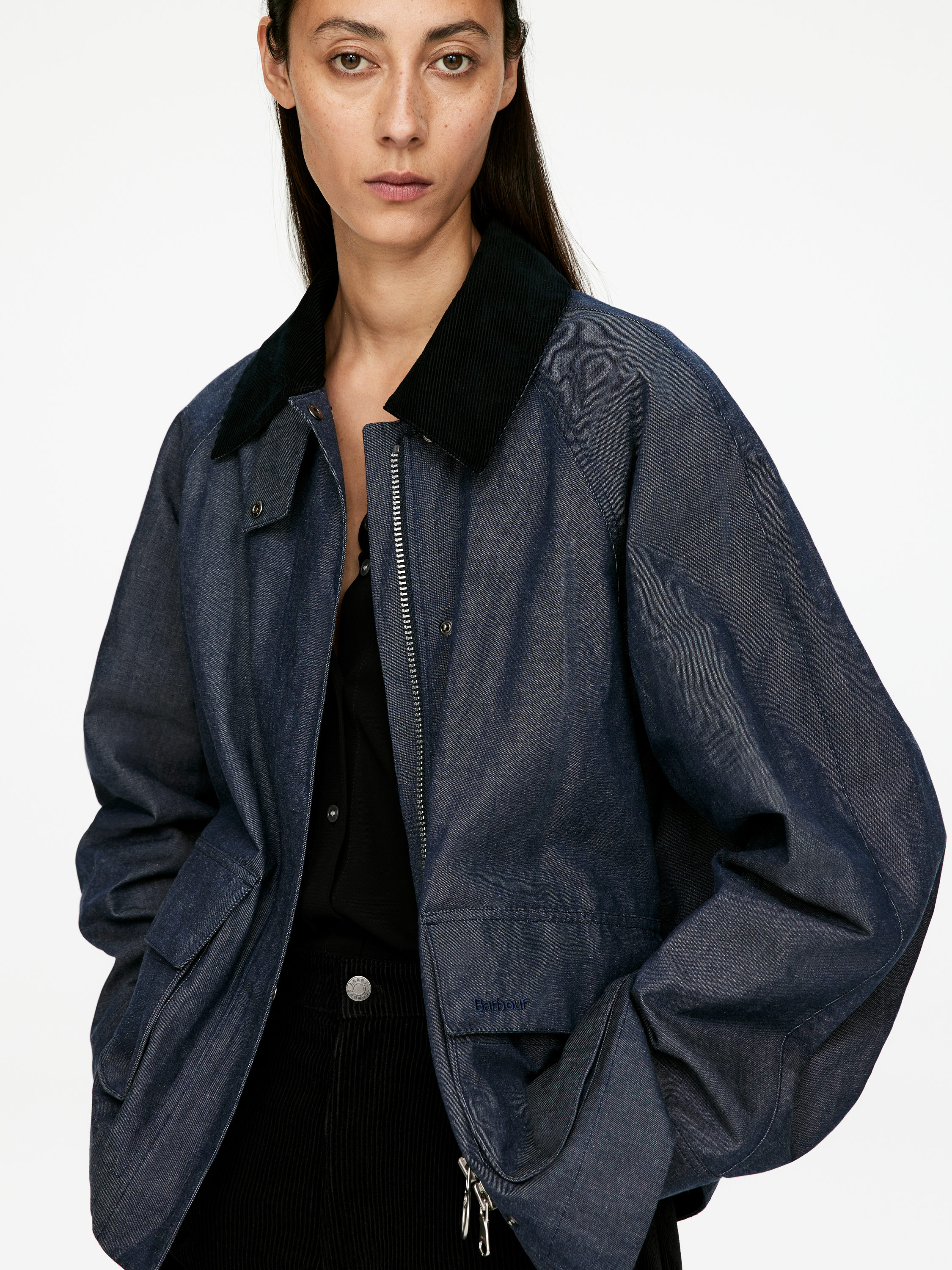 ARKET AND BARBOUR DRY-WAXED DENIM JACKET - XNAUWBI