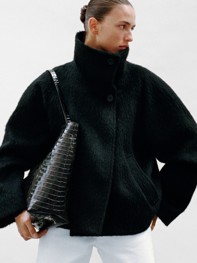 FUNNEL-NECK WOOL-ALPACA BLEND JACKET - XNAUWBI