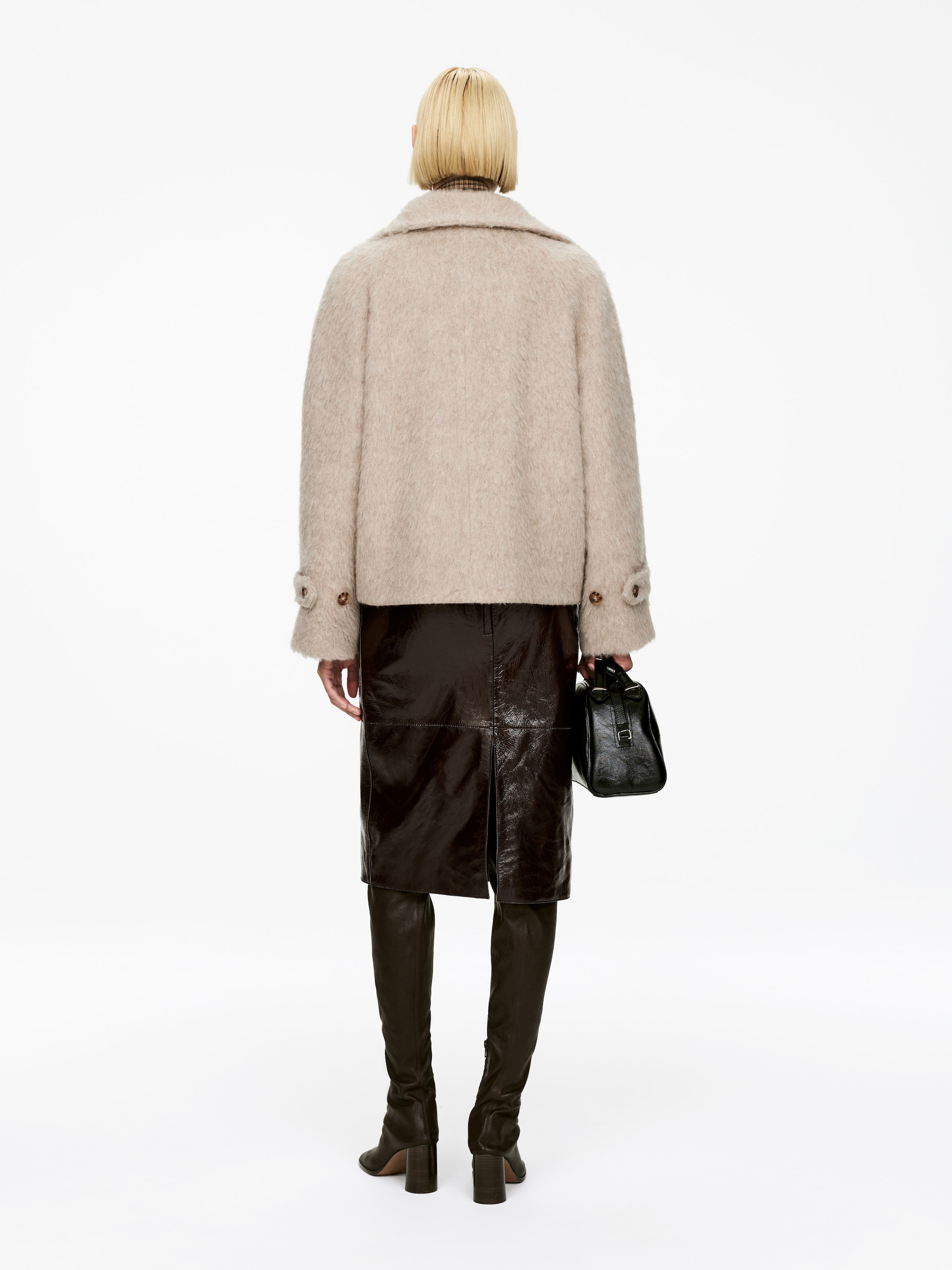 FUNNEL-NECK WOOL-ALPACA BLEND JACKET - XNAUWBI