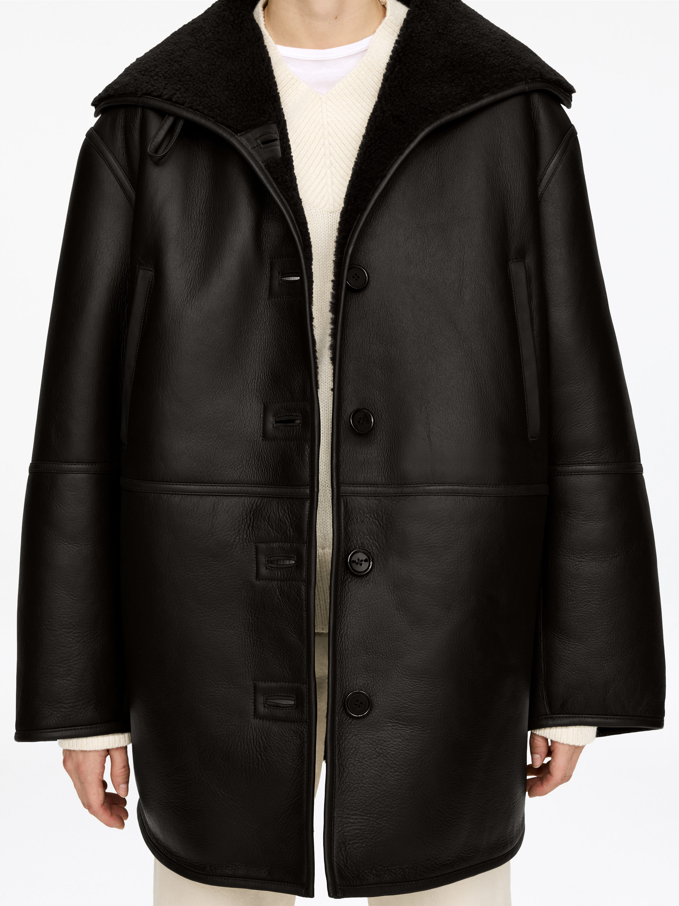 SHEARLING-LINED LEATHER JACKET - XNAUWBI