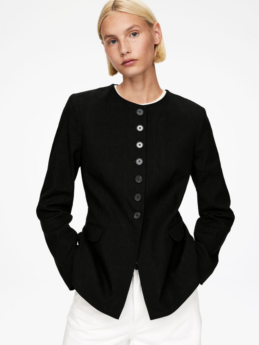 LINEN-BLEND BLAZER - XNAUWBI