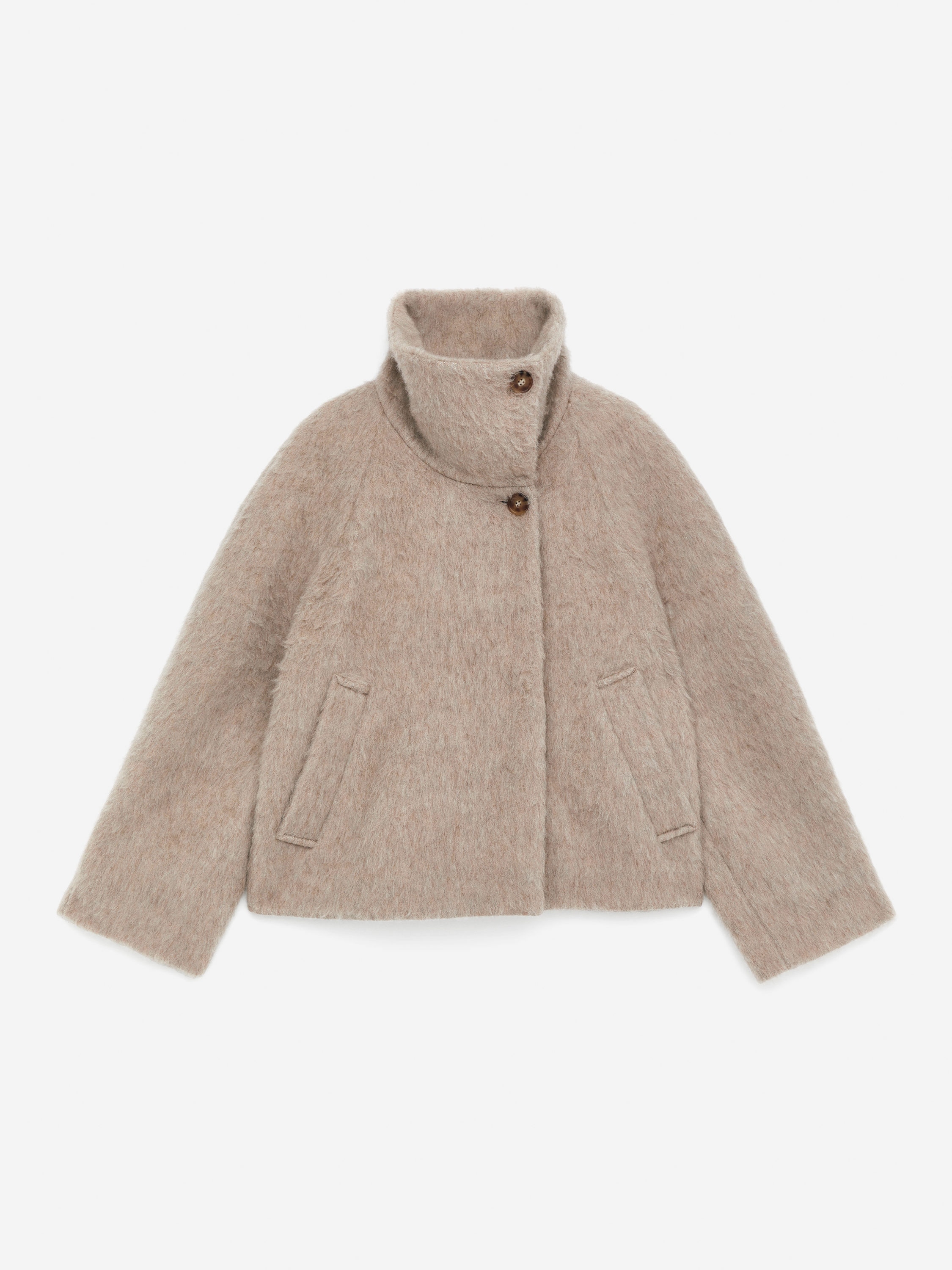 FUNNEL-NECK WOOL-ALPACA BLEND JACKET - XNAUWBI