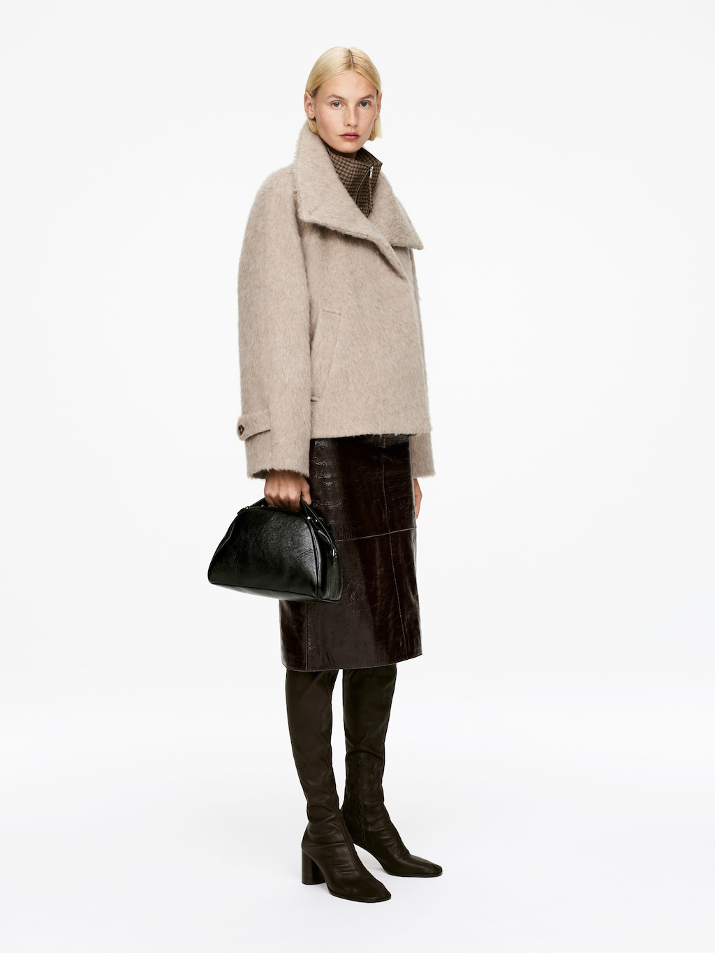 FUNNEL-NECK WOOL-ALPACA BLEND JACKET - XNAUWBI