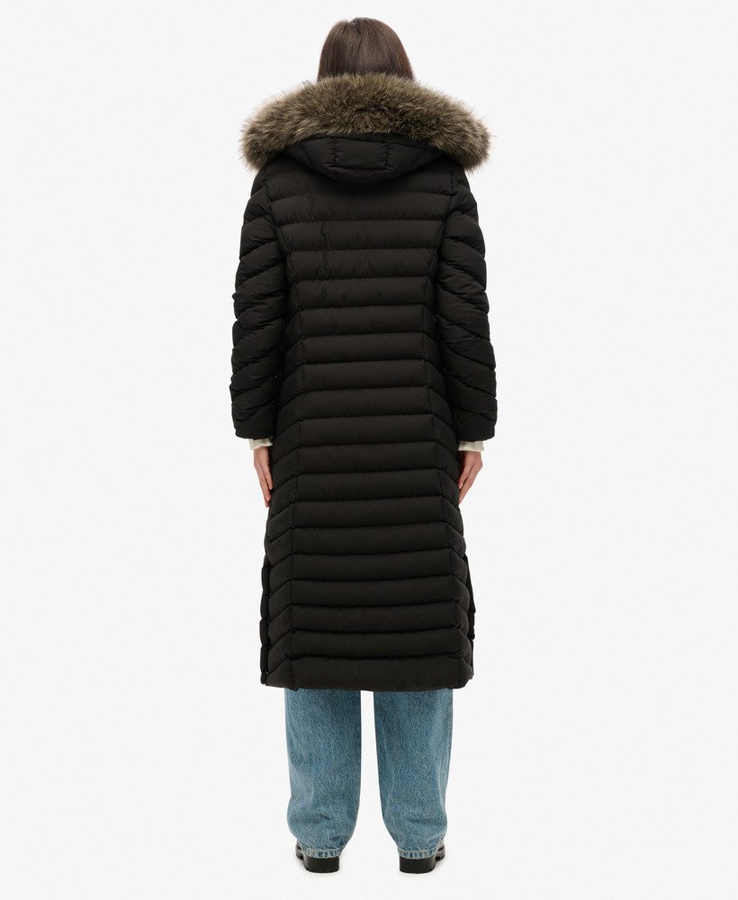 Fuji Faux Fur Hooded Longline Jacket - XNAUWBI