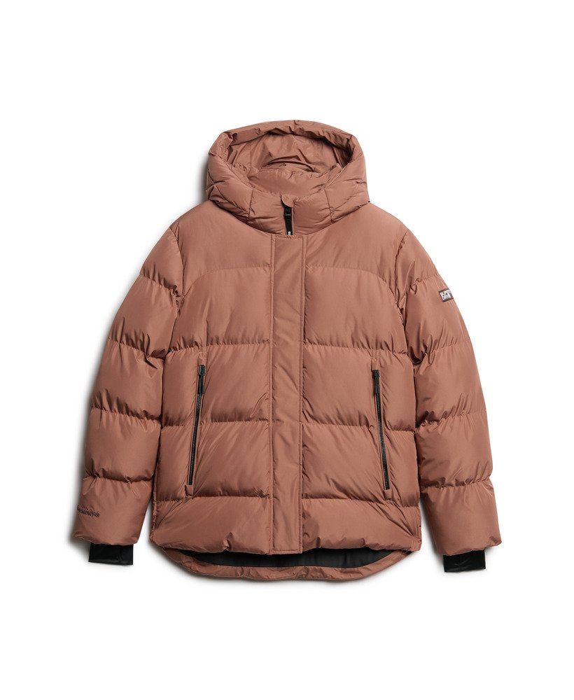 Hooded Mid Length Sports Puffer Jacket - XNAUWBI