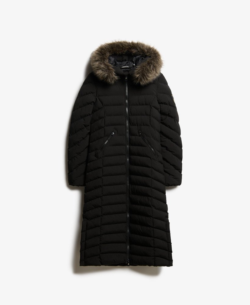 Fuji Faux Fur Hooded Longline Jacket - XNAUWBI